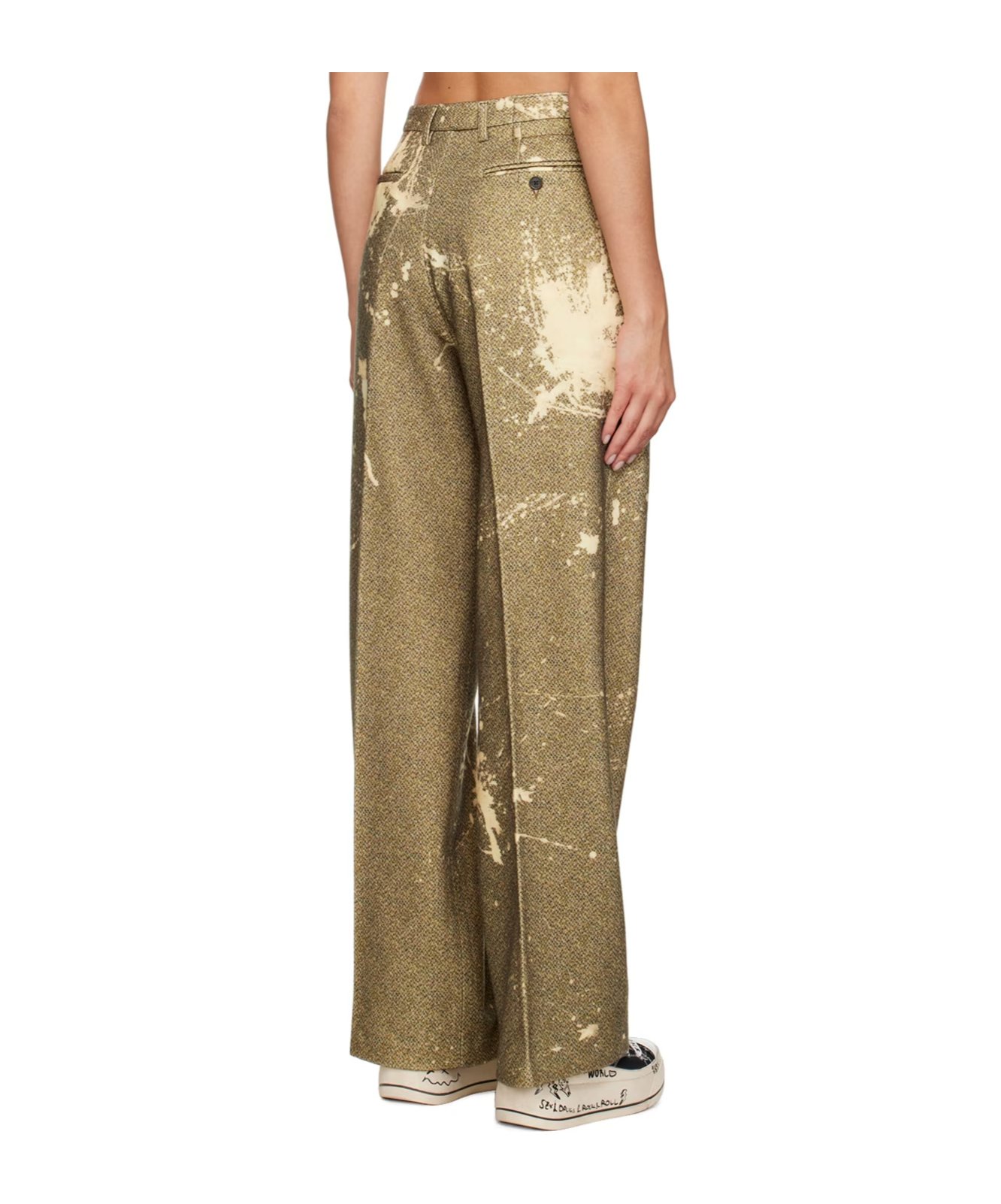 R13 Khaki Wide-leg Trousers In Green