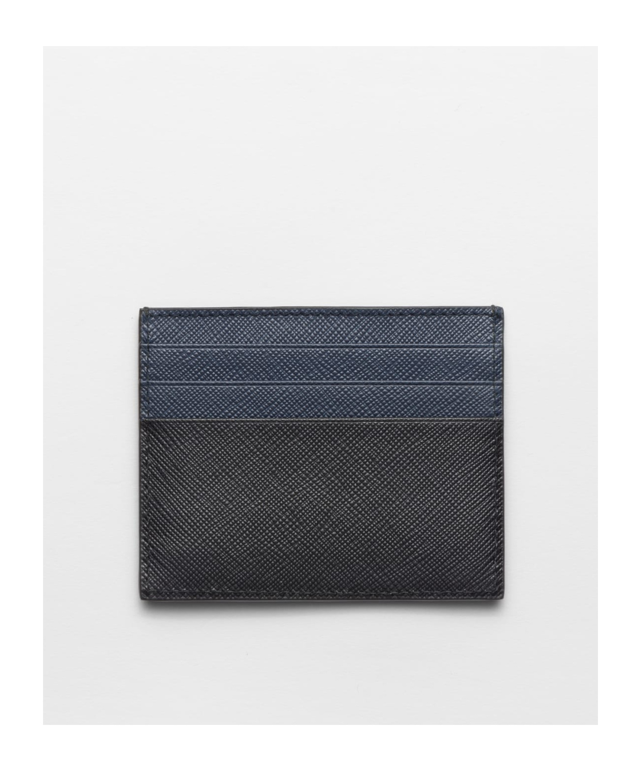 Prada Black Colour-block Leather Card Holder In Black