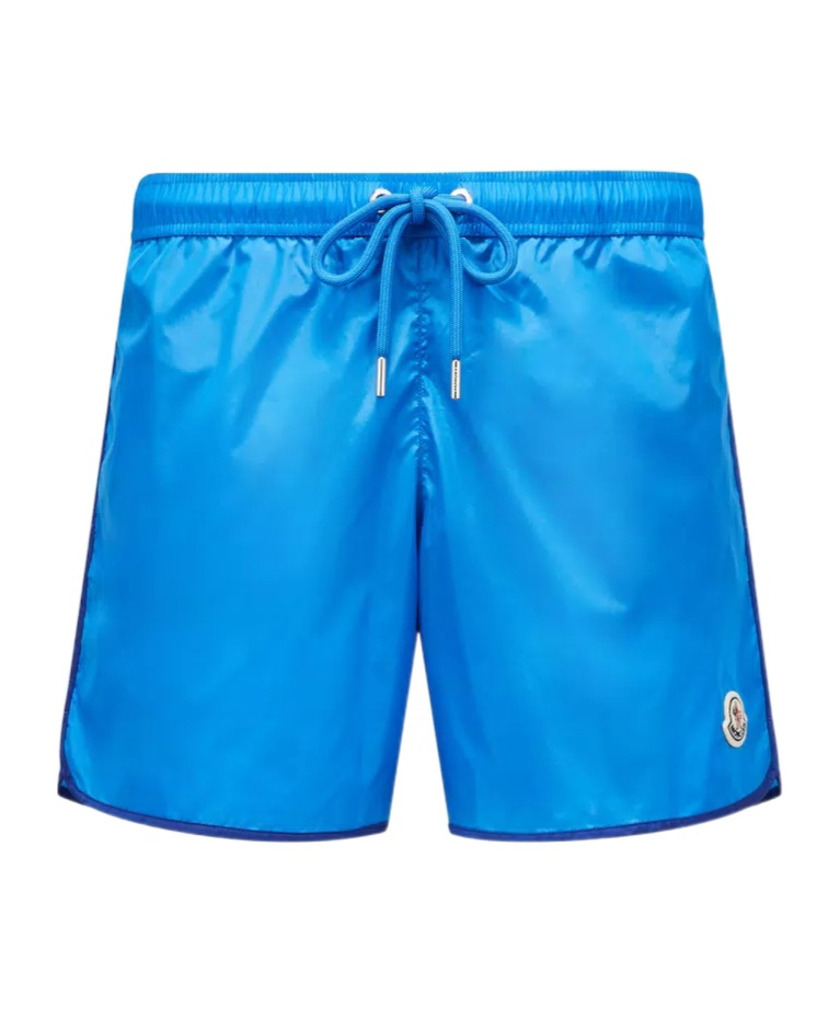 Moncler Logo Patch Swim Shorts Blue In Blue