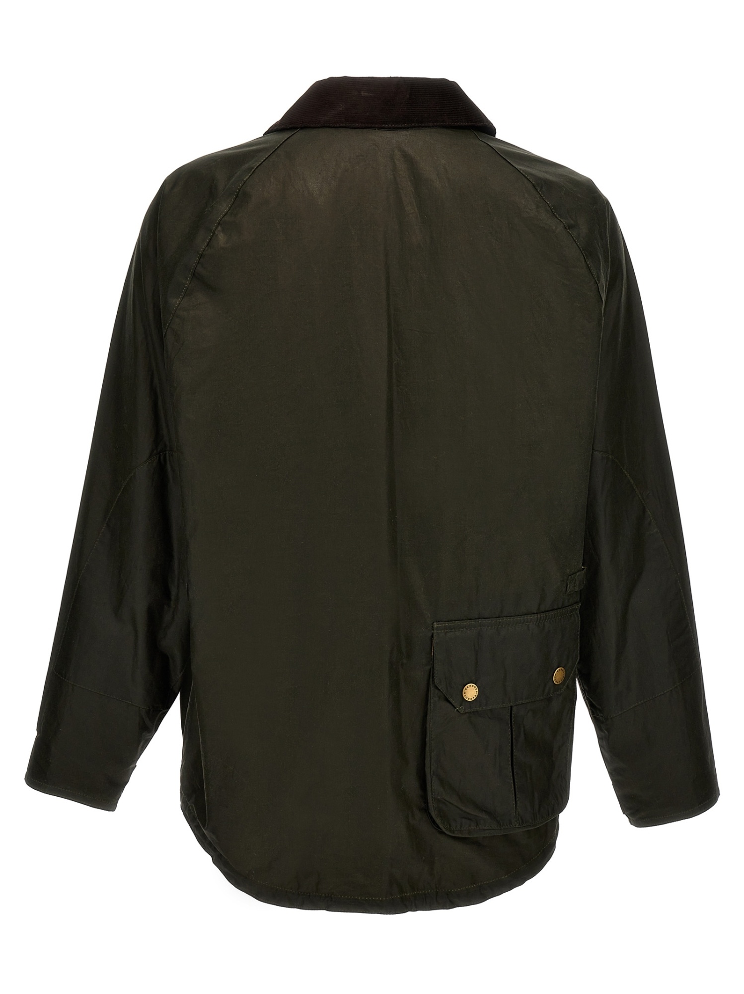 Barbour Ashby Corduroy Collar Water Resistant Waxed Cotton Jacket In Green
