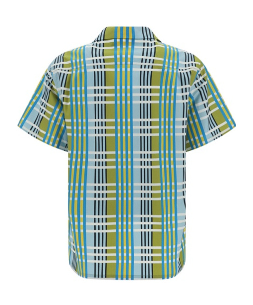 Lanvin Multicolor Check Pattern Cotton Camp Collar Shirt In Green