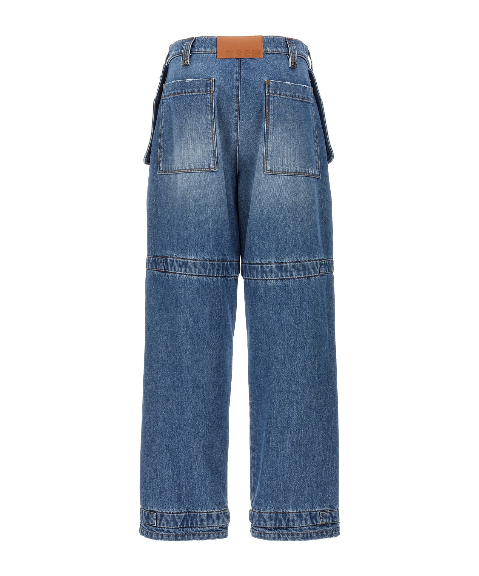 Msgm Cargo Denim Jeans Multi Pockets In Blue