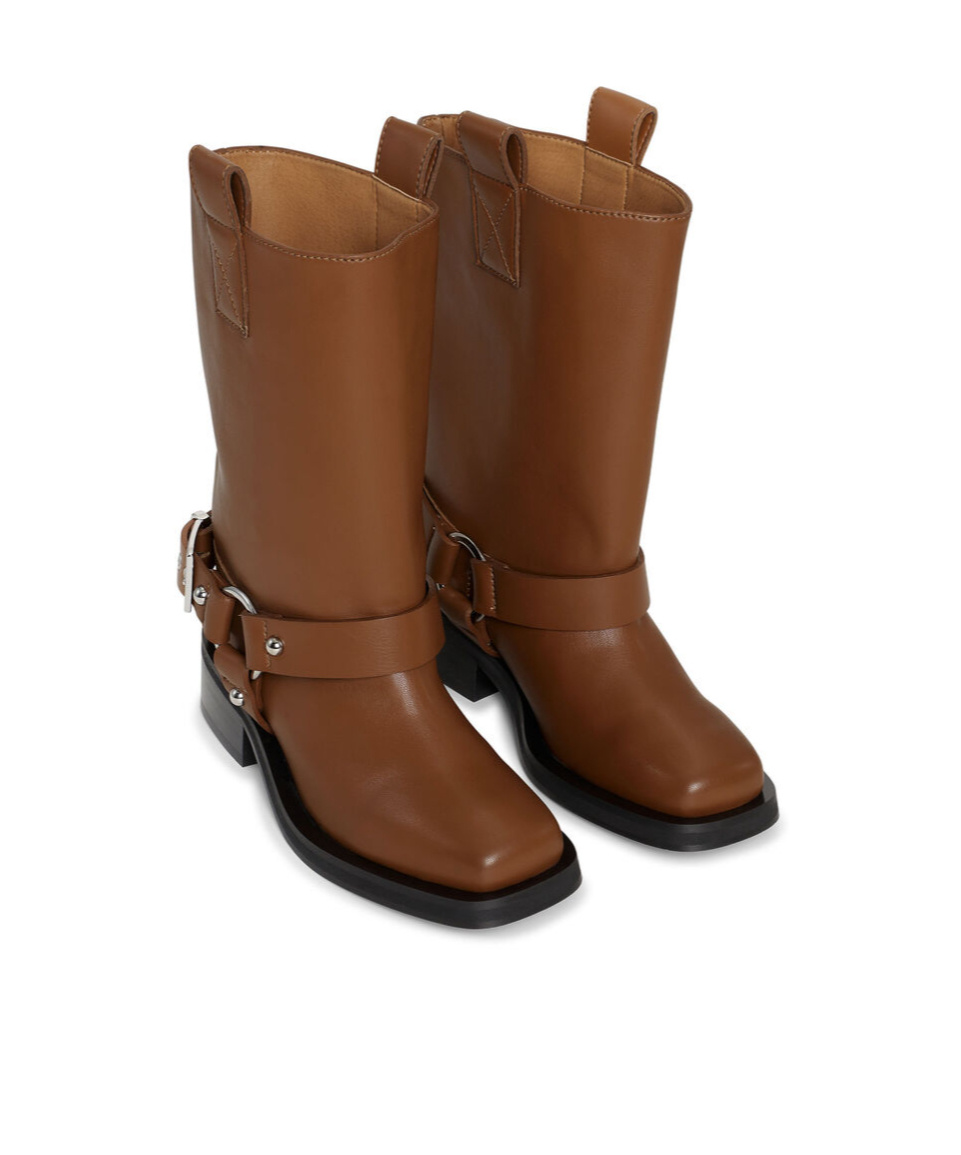 Ganni Stiefel Aus Einer Ledermischung Mit Schnalle In Brown