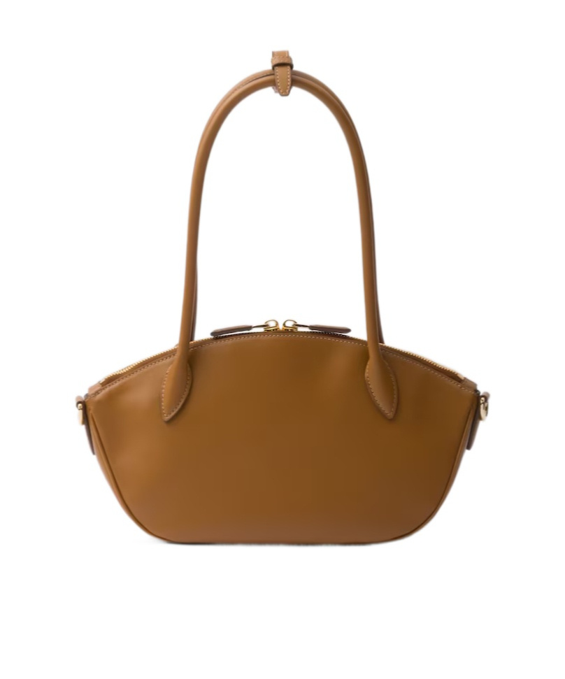 Prada Re-nylon And Leather Medium Top-handle Bag With Padlock In Brown