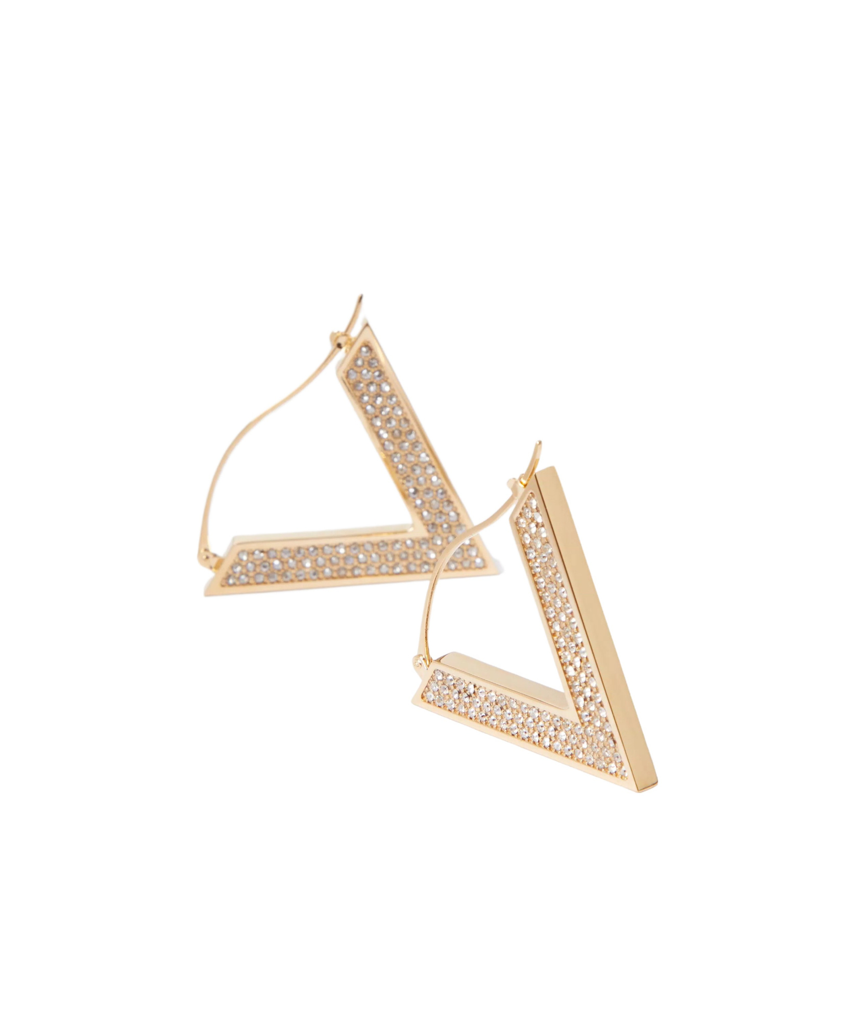 Valentino Garavani V Detail Metal And Swarovski Crystal Earrings In Yellow