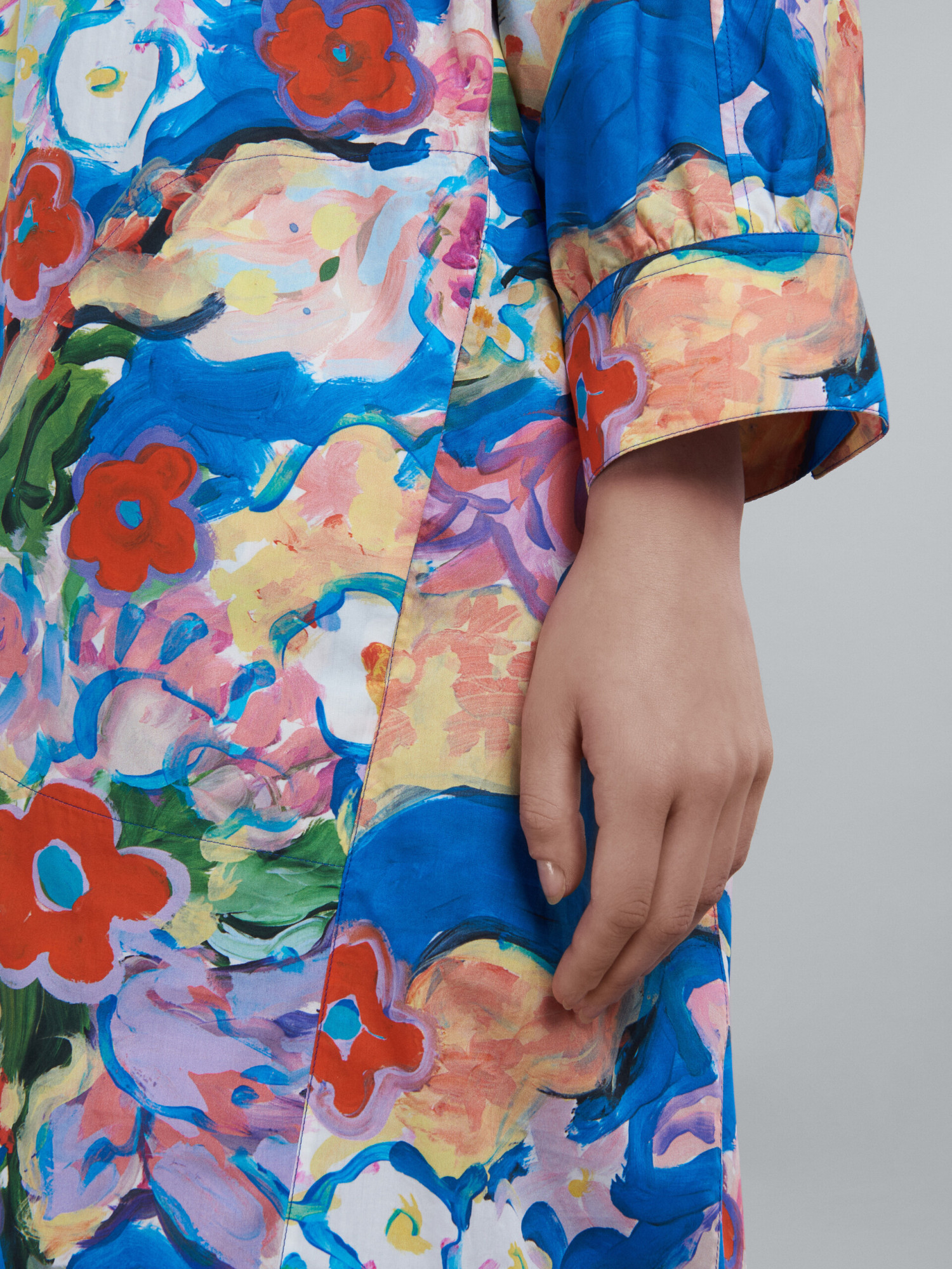 Marni Graphic-print Cotton Shirtdress In Blue