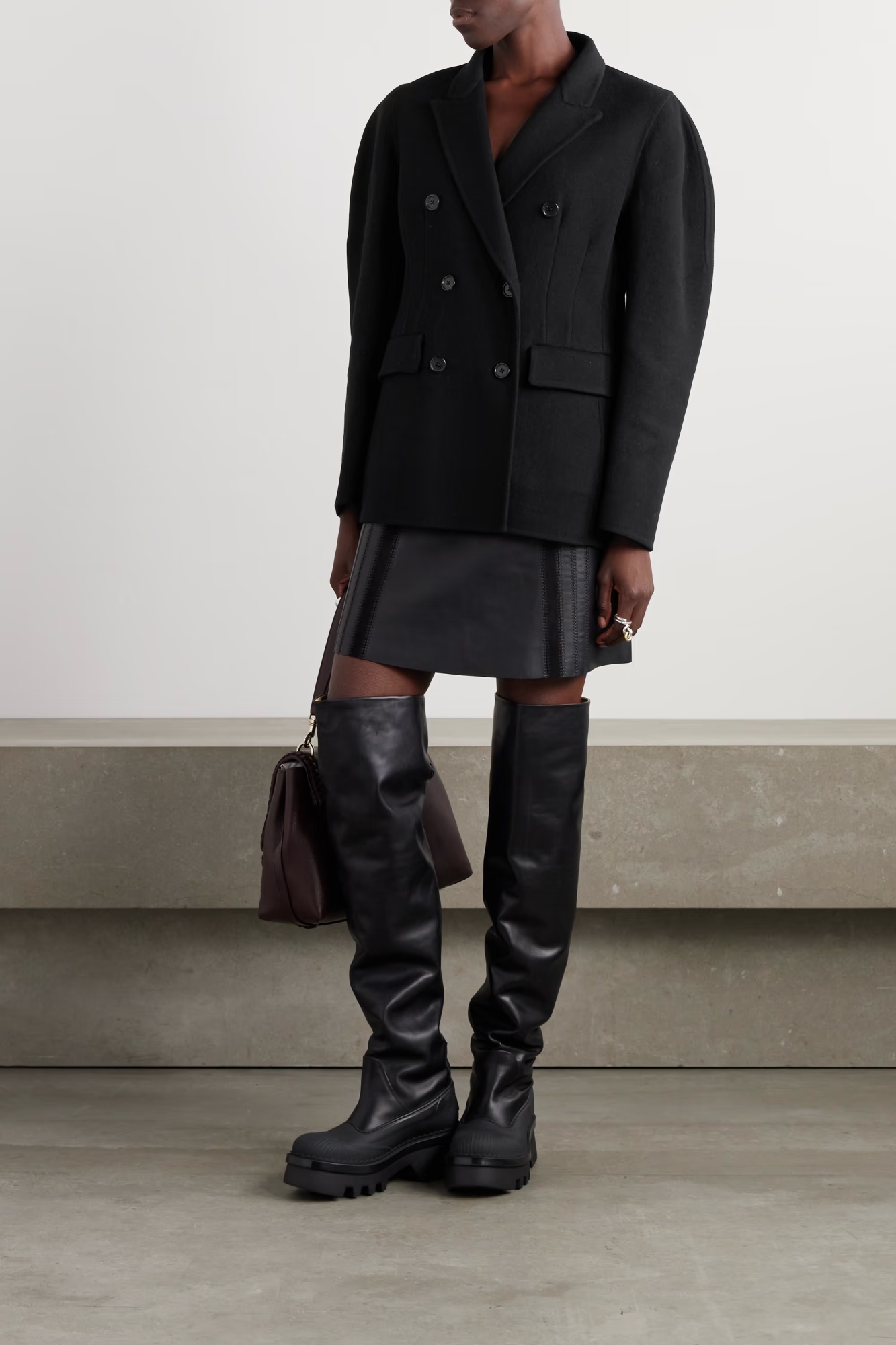 Chloé Double-breasted Wool-blend Blazer In Black