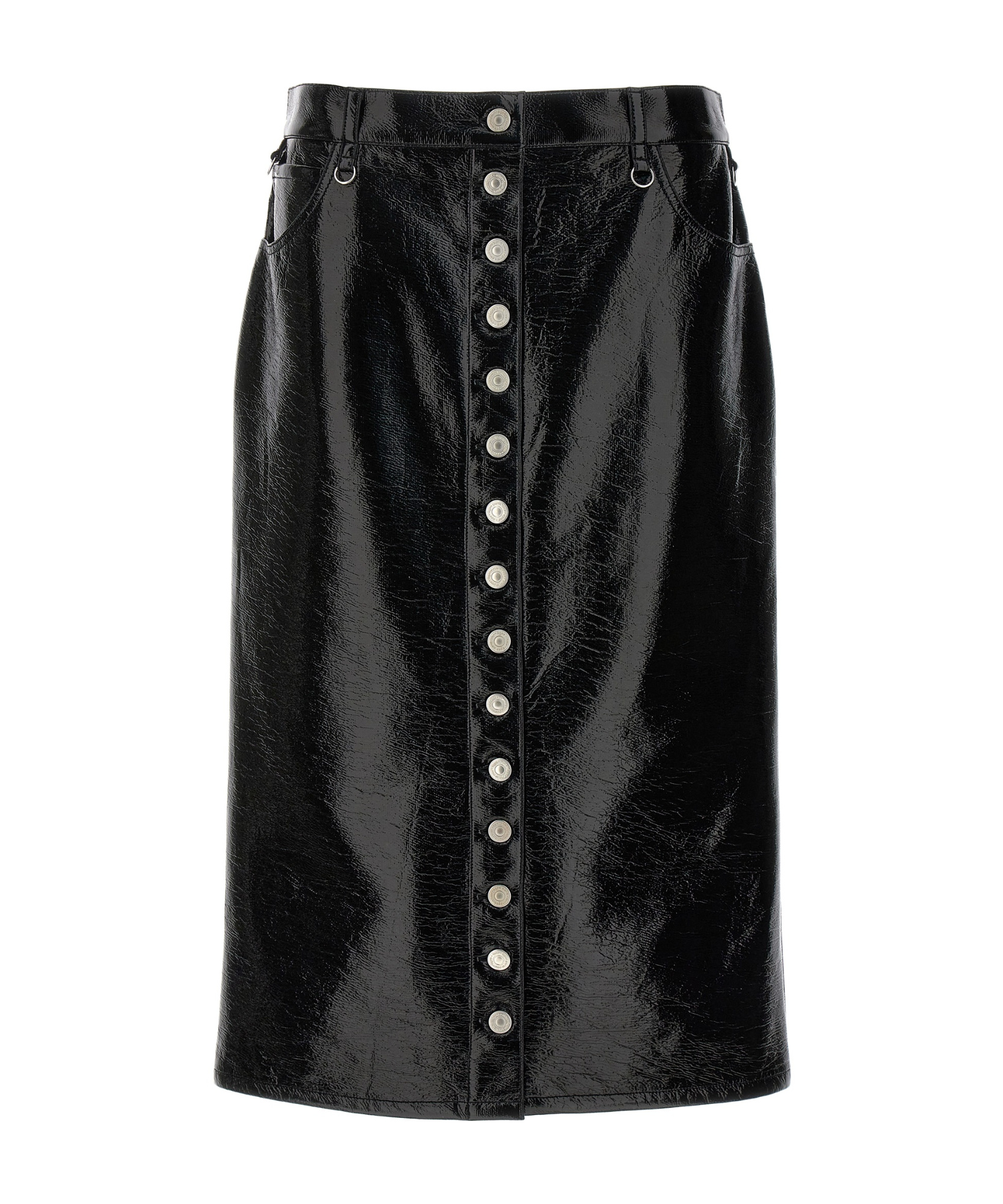 Courrèges Multiflex Patent-finish Midi Skirt In Black