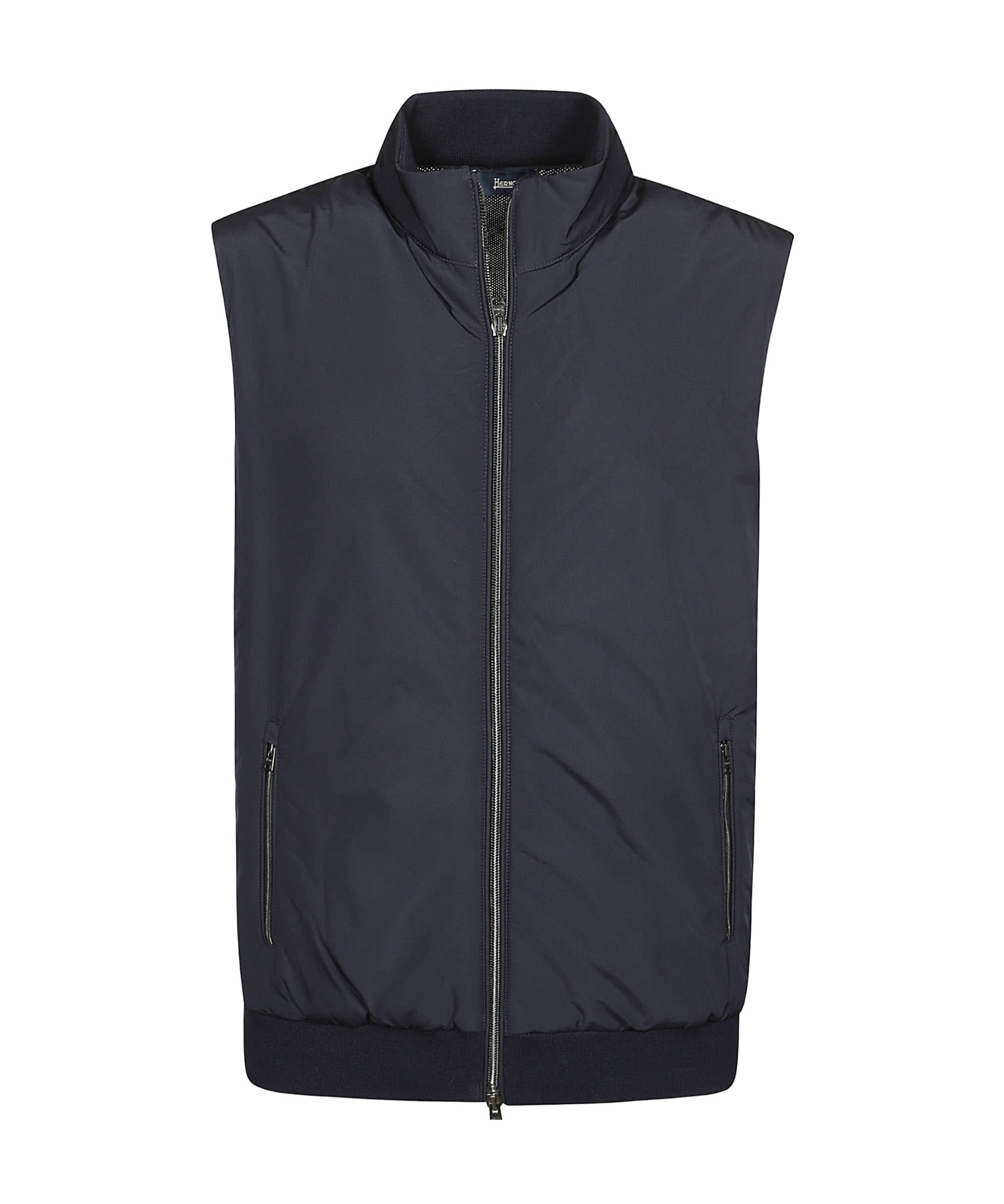 Herno Vest With High Collar And Zip Pockets In Black