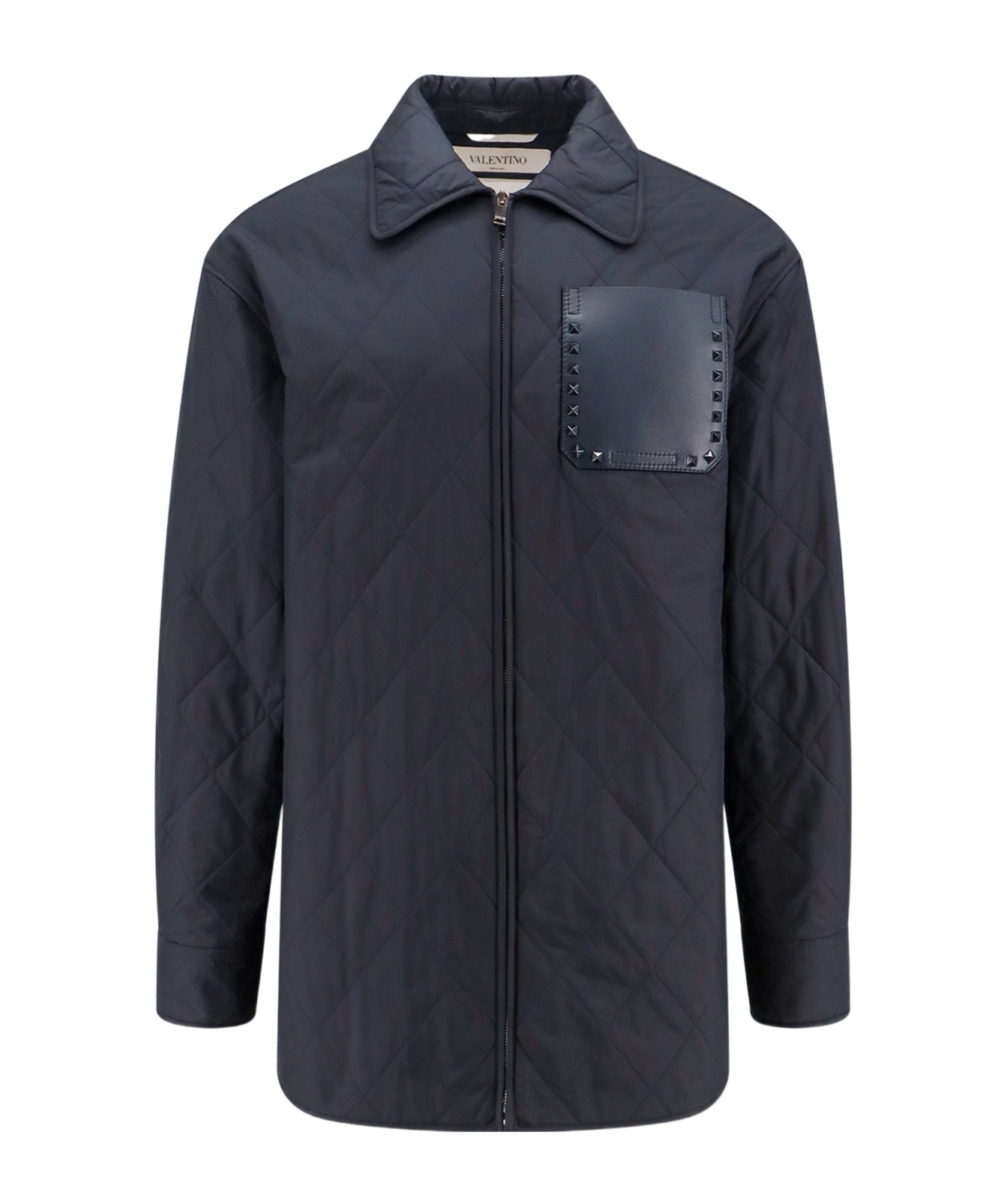 Valentino Men Padded And Quilted Nylon Jacket With Iconic Studs In Blue