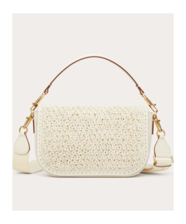 Valentino All Time Crochet Leather Shoulder Bag In Nude