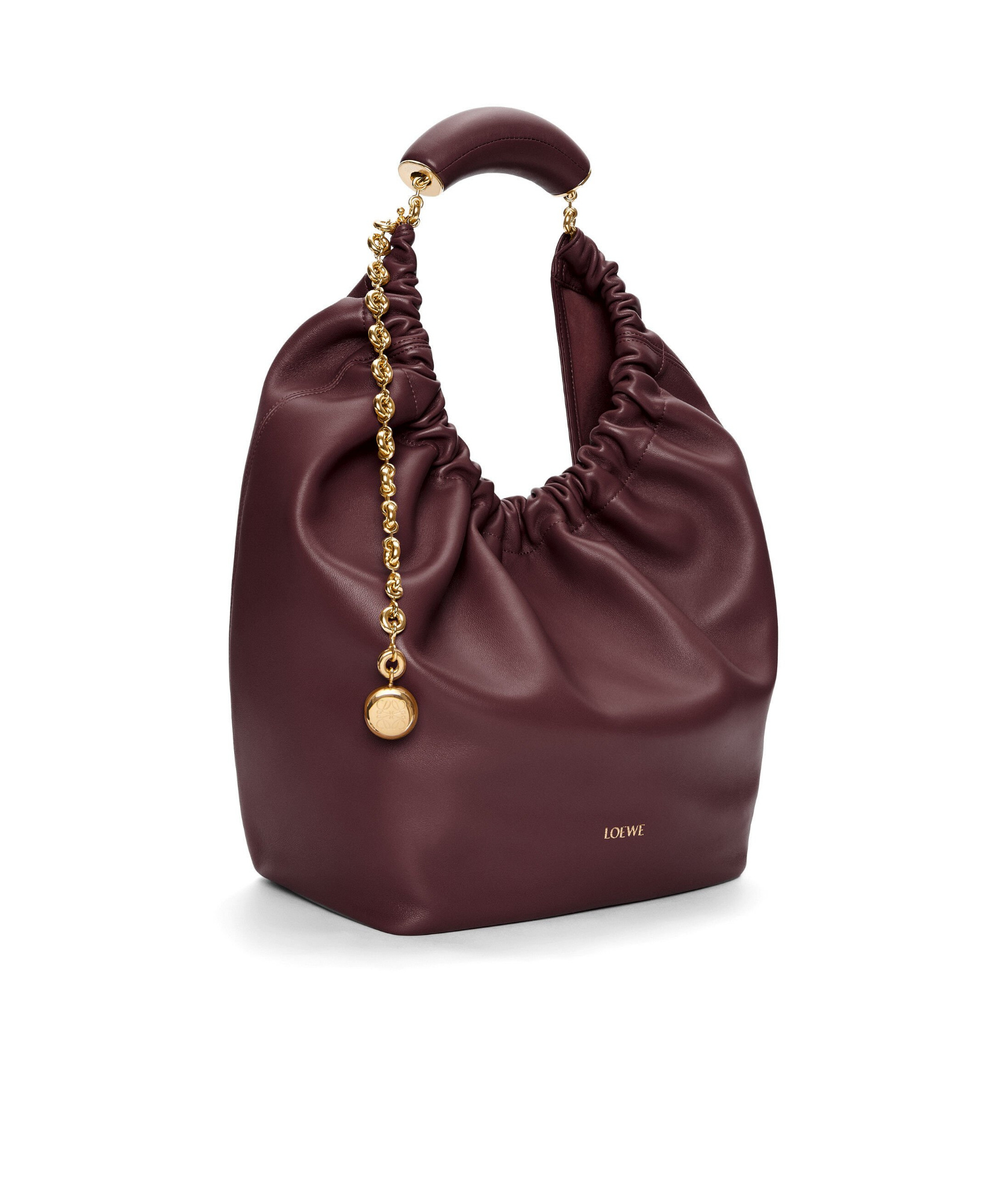 Loewe Hammock Drawstring Small Leather Shoulder Bag In Red