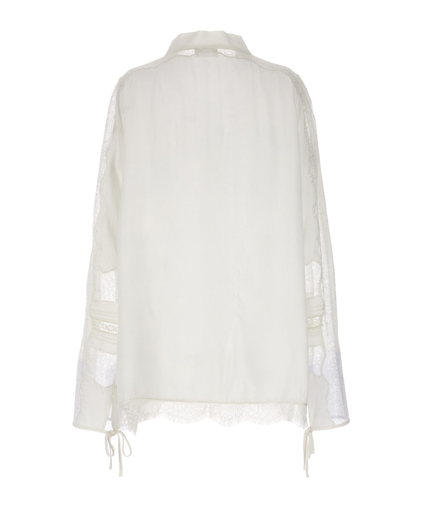 P.a.r.o.s.h Long-sleeved Transparent Detail Blouse In White