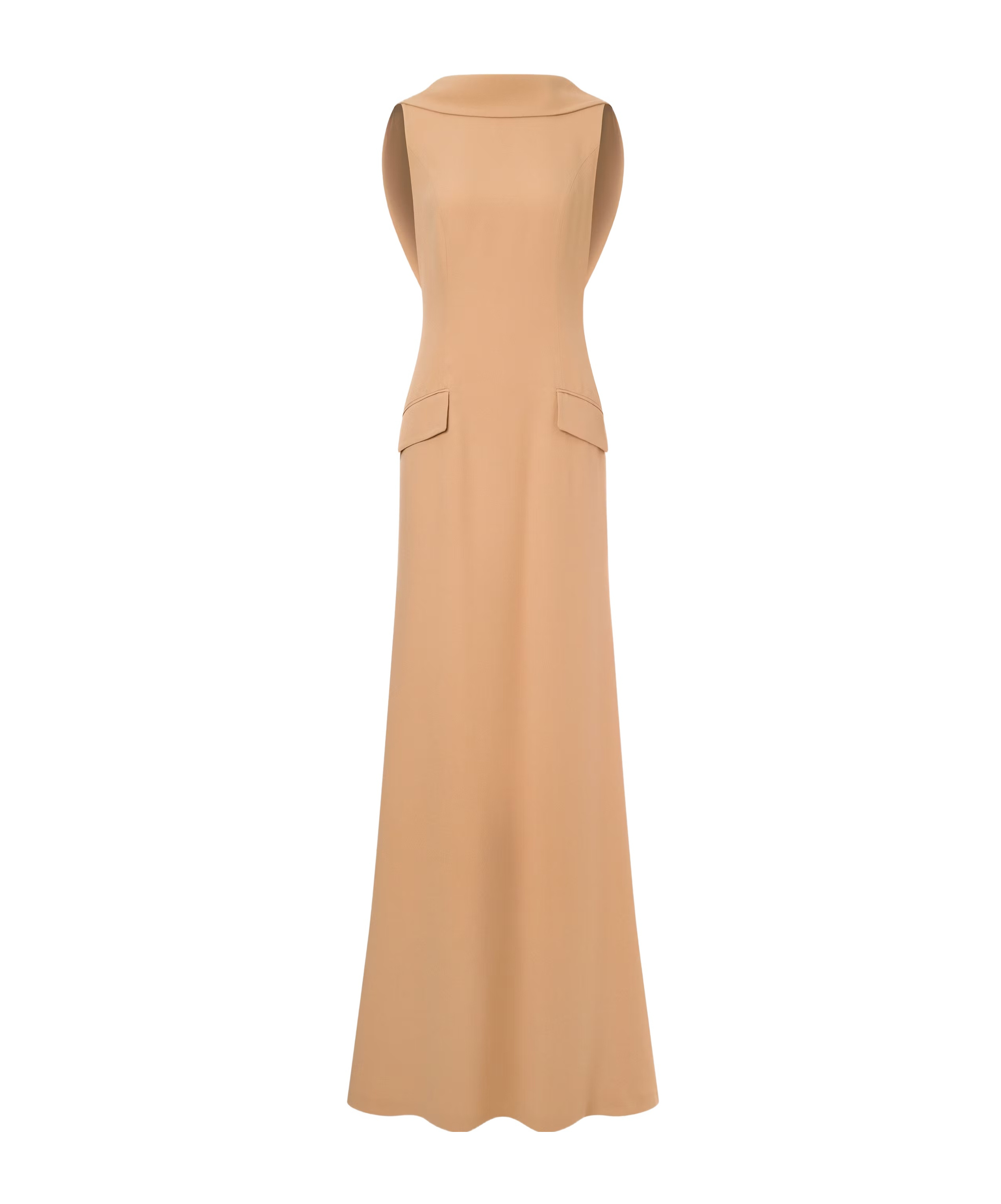 Alberta Ferretti Ruffled Flared Maxi Dress In Nude