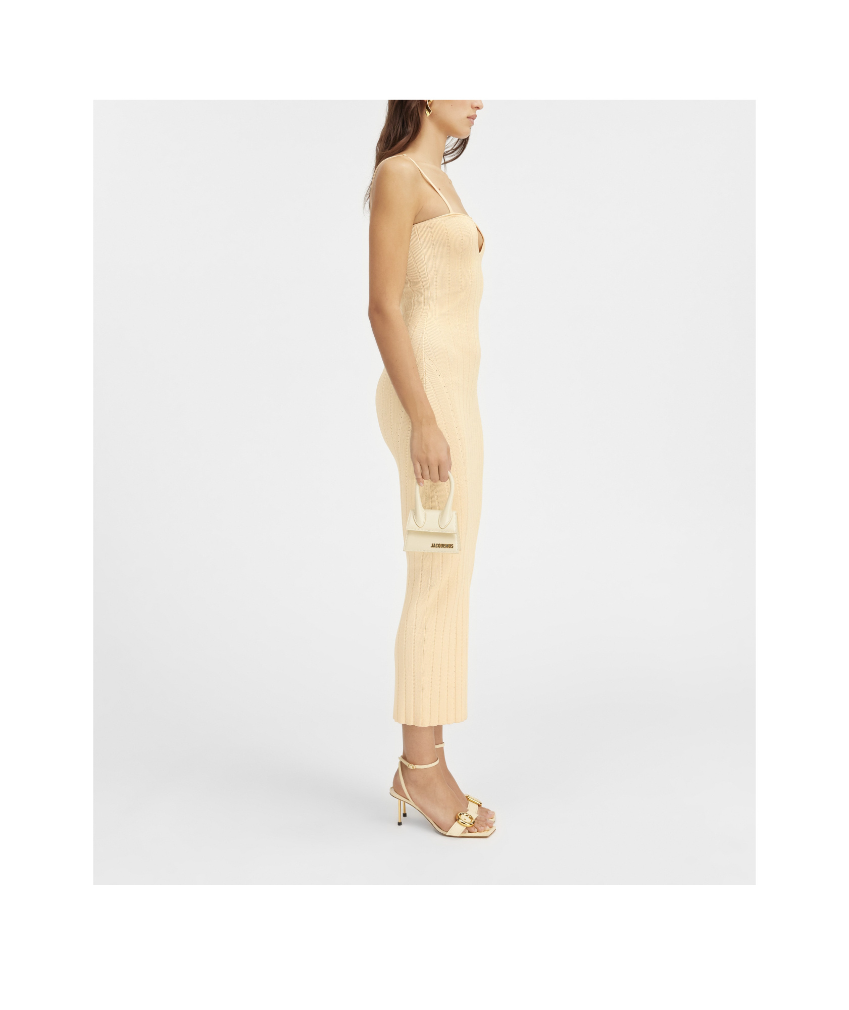 Jacquemus Womens Croco Beige La Robe Crayon Croco-pattern Cotton-woven Maxi Dress In Nude