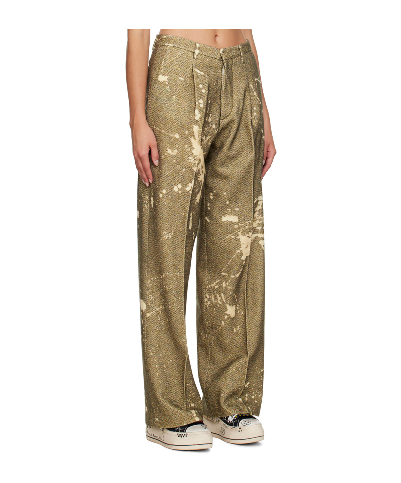 R13 Khaki Wide-leg Trousers In Green