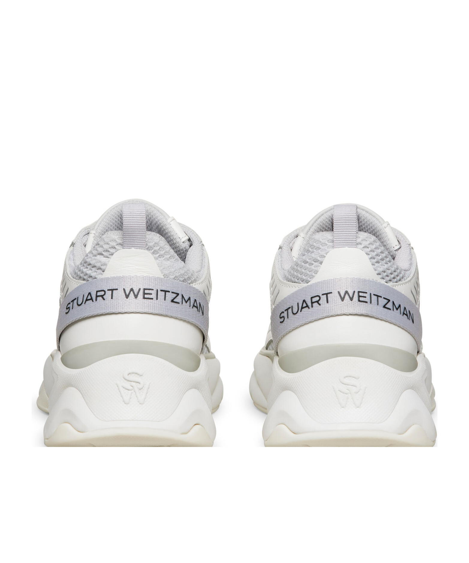 Stuart Weitzman Leather And Mesh Sneakers In White