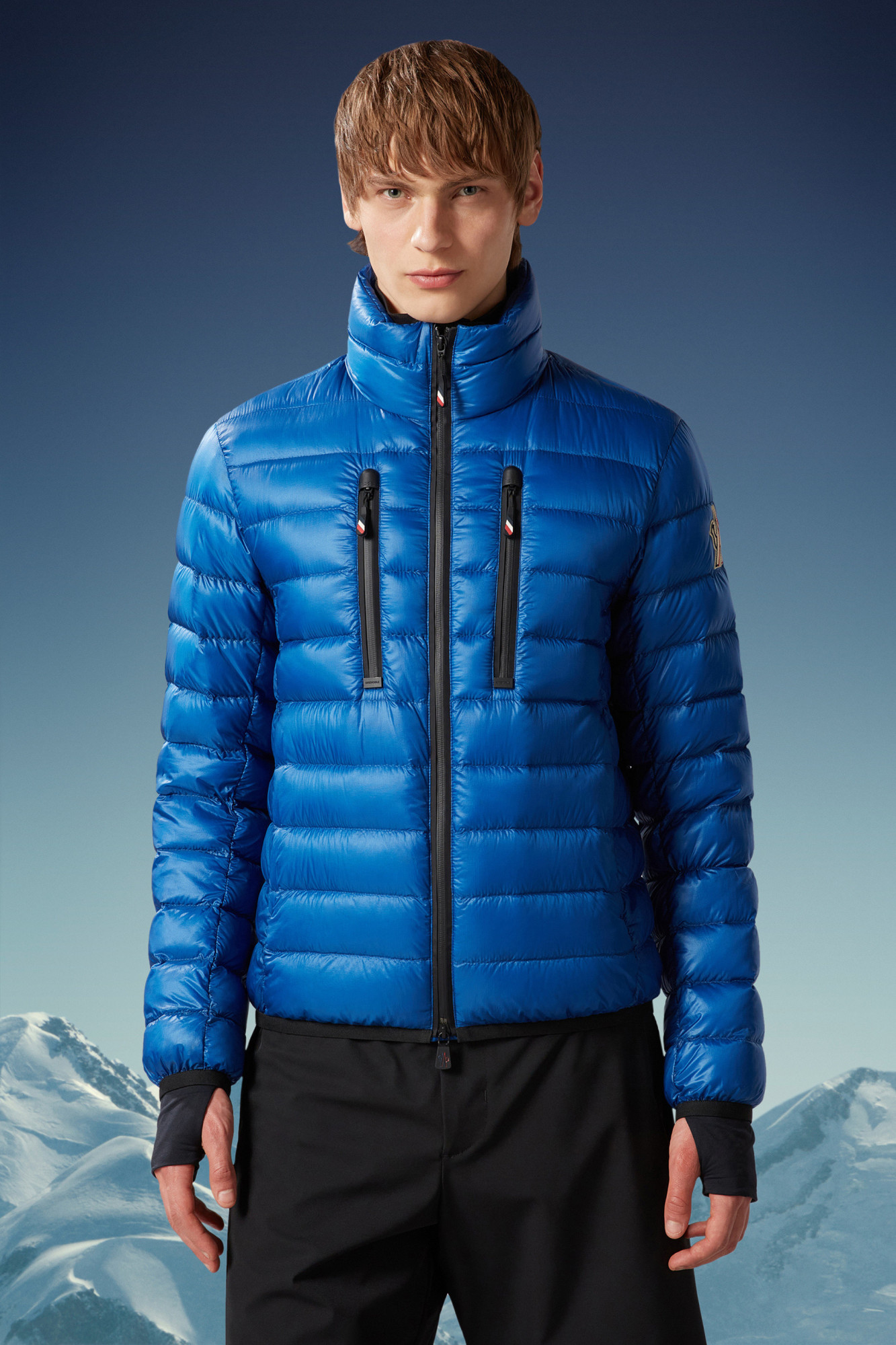 Shop Moncler Logo-patch Padded Jacket In Blue