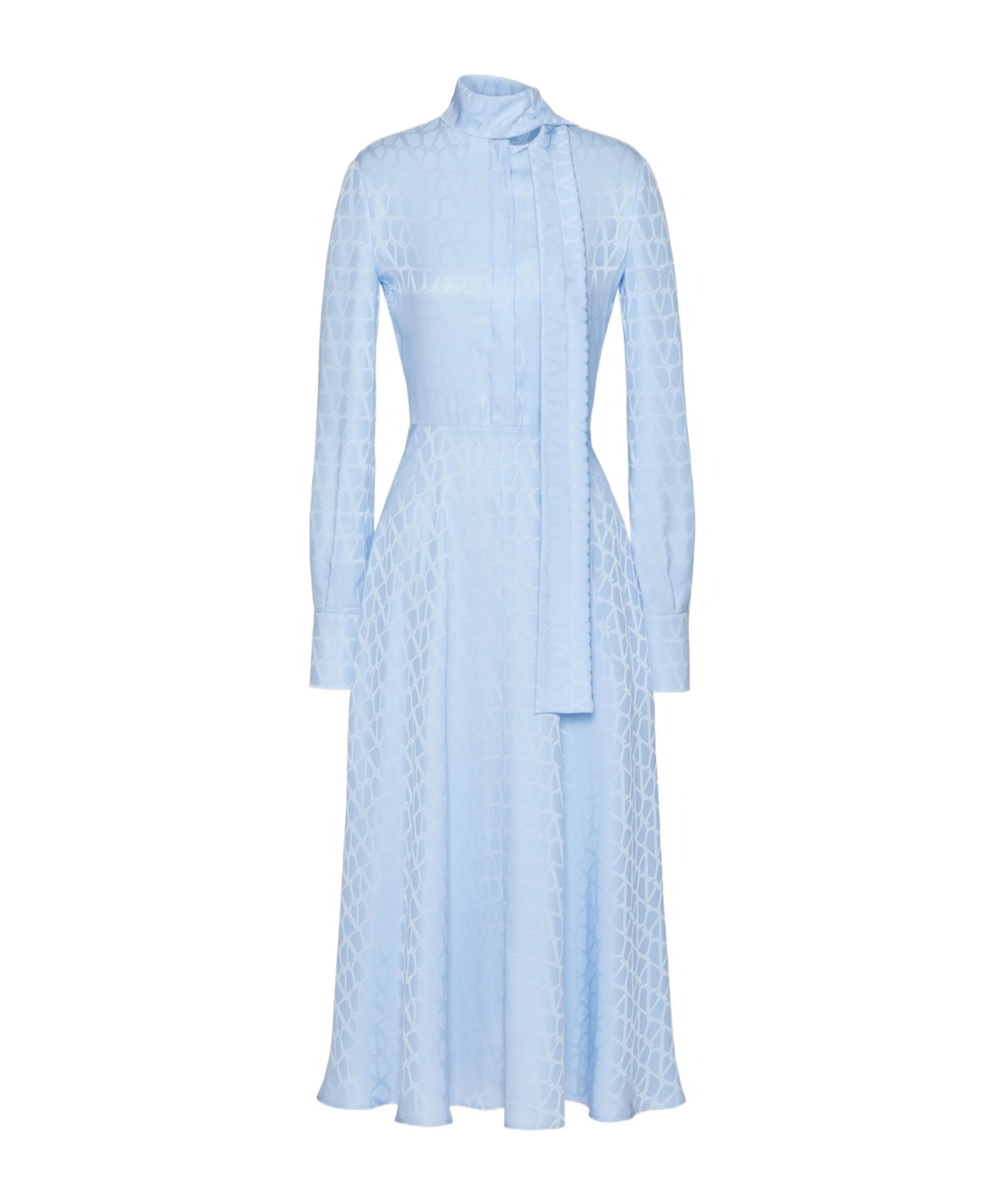 Valentino Silk Scarf-neck Dress In Blue