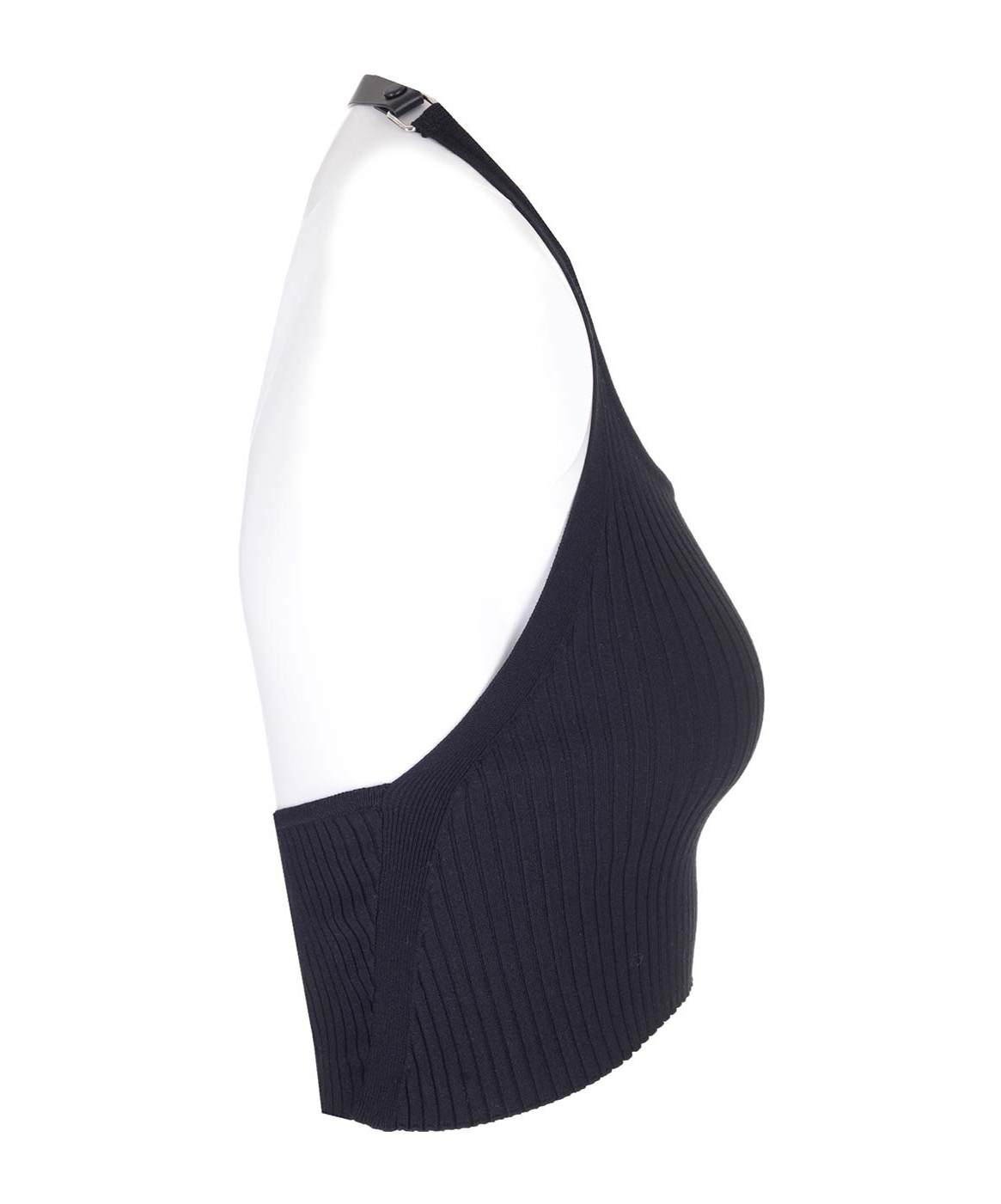 Courrèges Ribbed Tank Top With Buckle In Black
