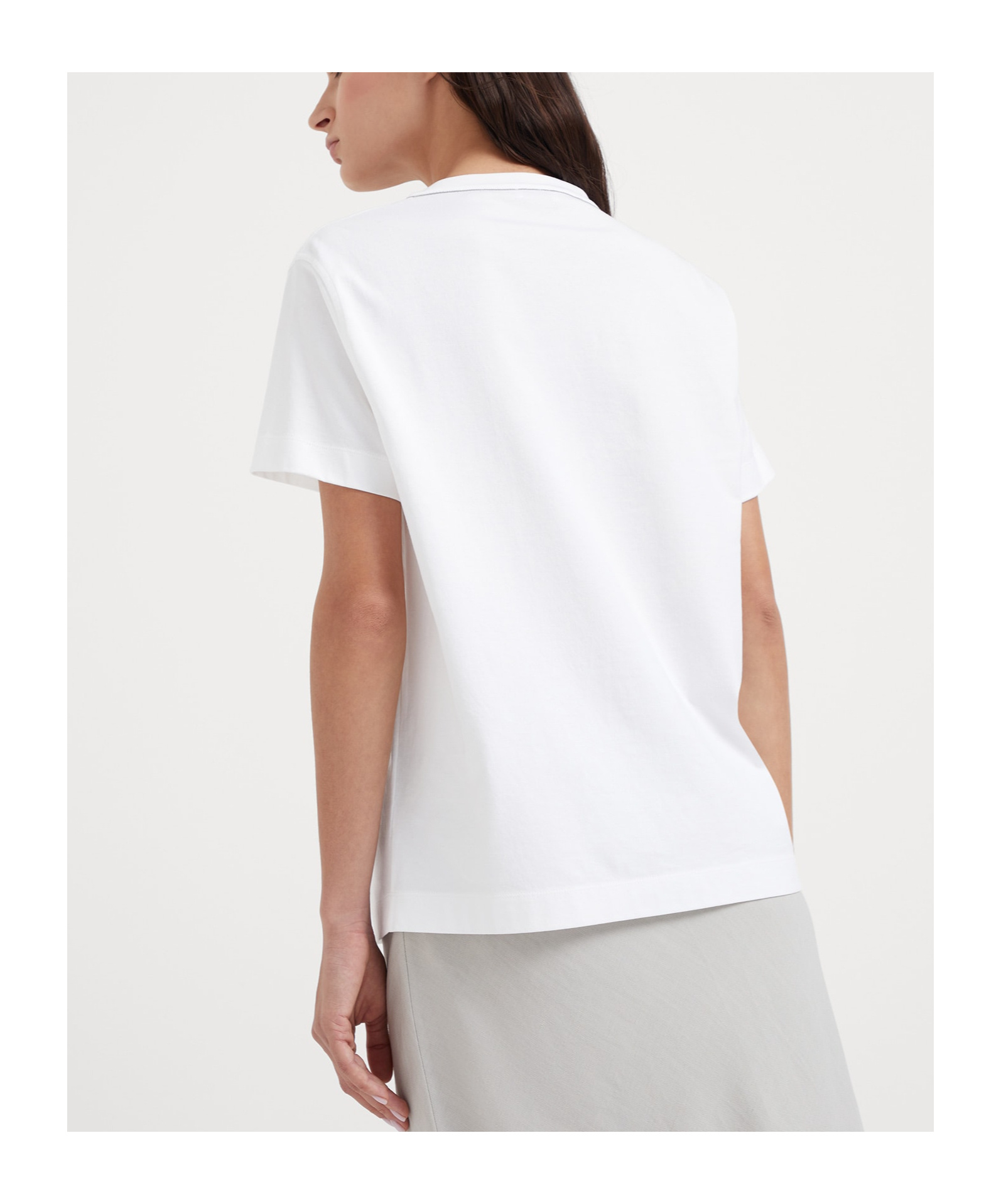 Brunello Cucinelli Versatile Crew Neck Short Sleeve Top In White
