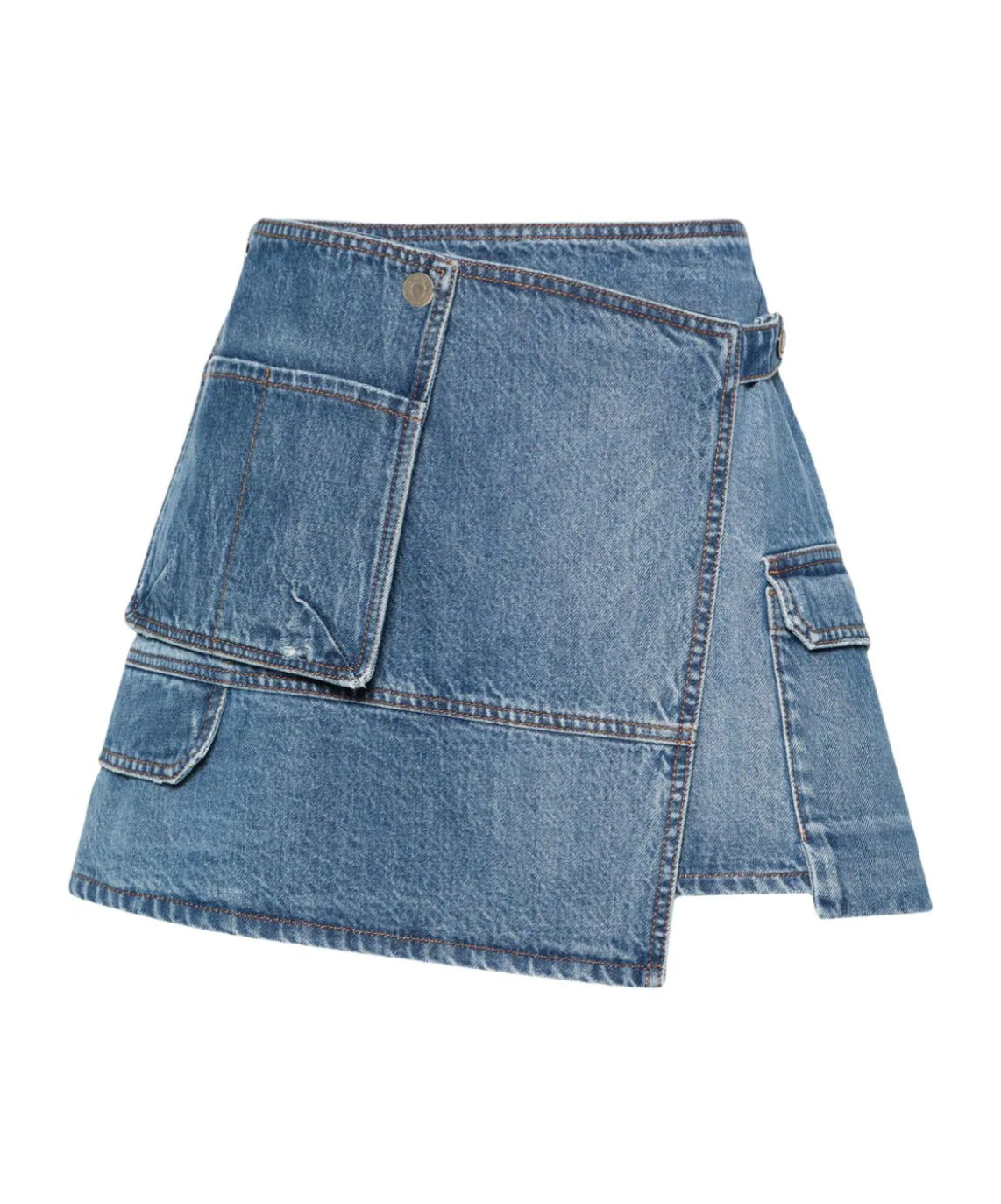 Msgm Blue Cargo Denim Miniskirt In Blue