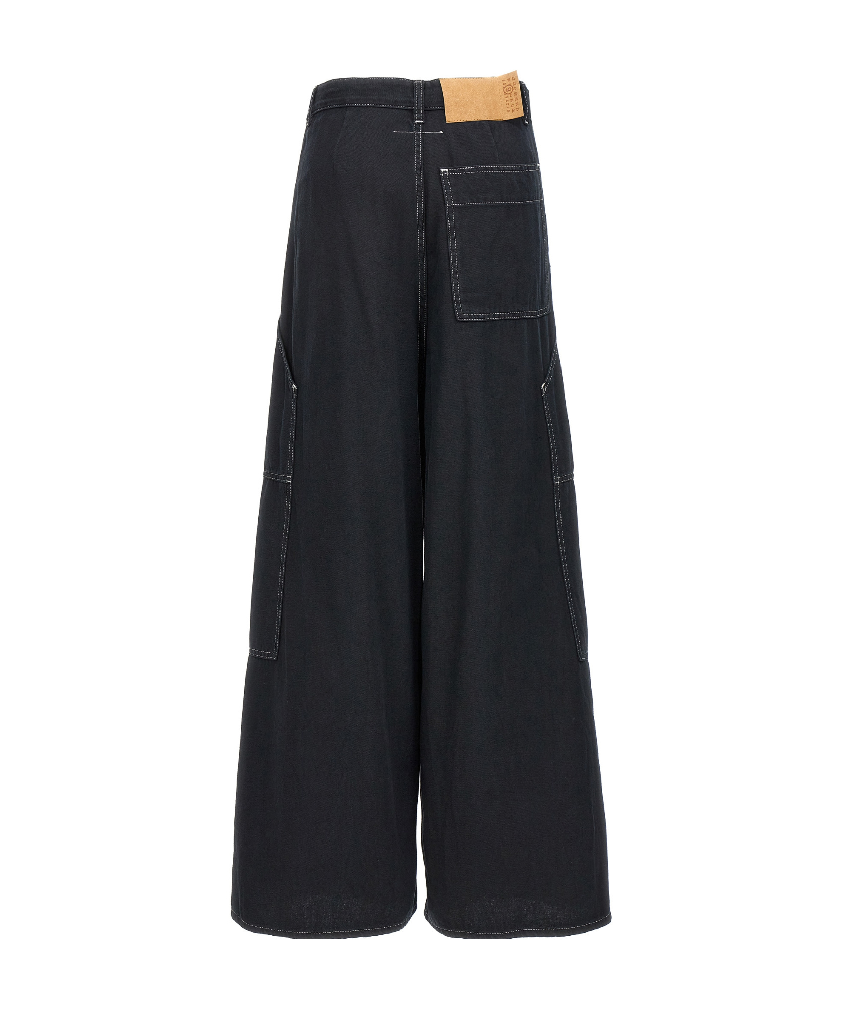 Mm6 Maison Margiela Wide Leg High Waist Jeans With Contrast Stitching In Black