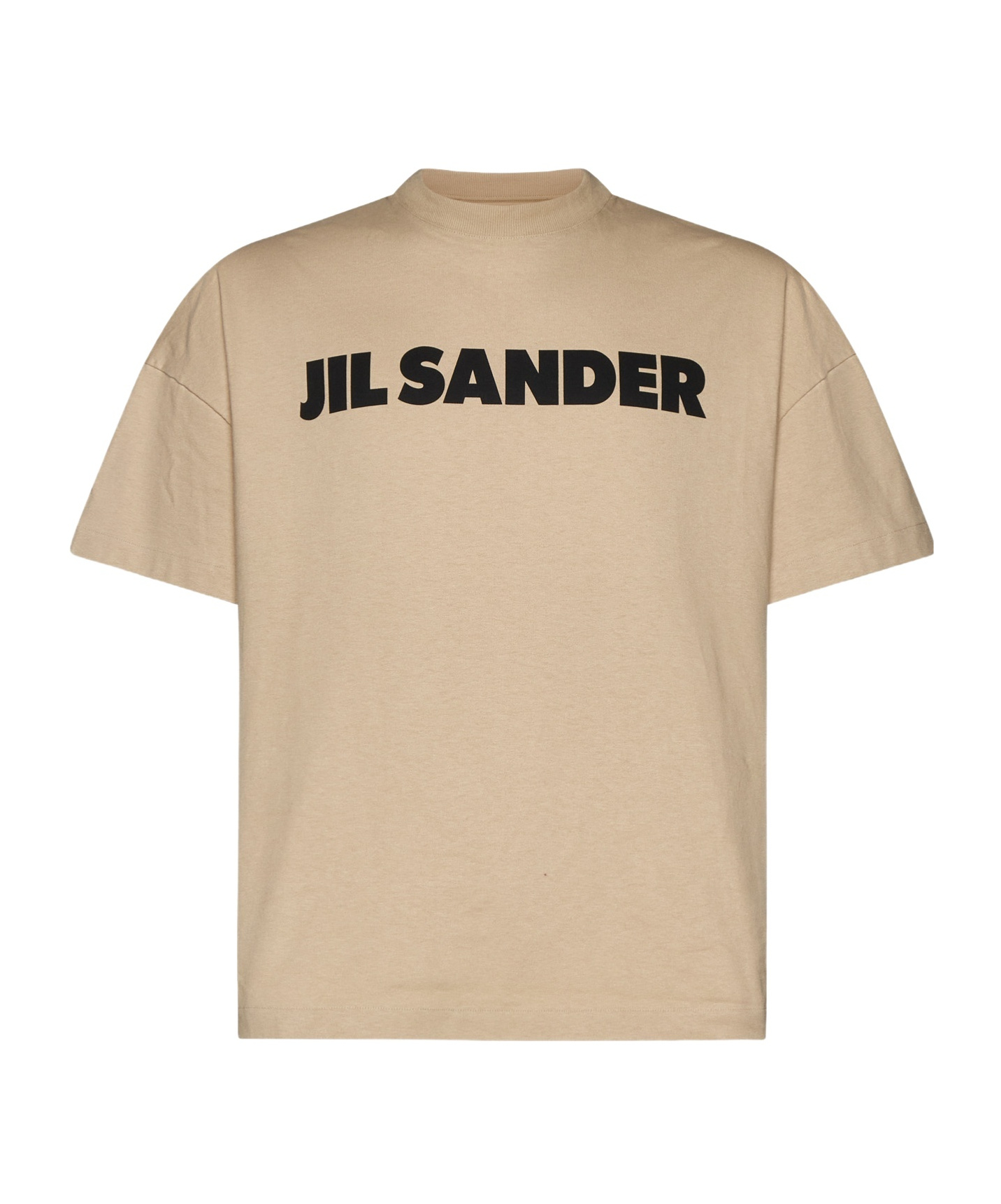 Jil Sander Beige Crewneck T-shirt With Maxi Logo Lettering On The Front In Nude