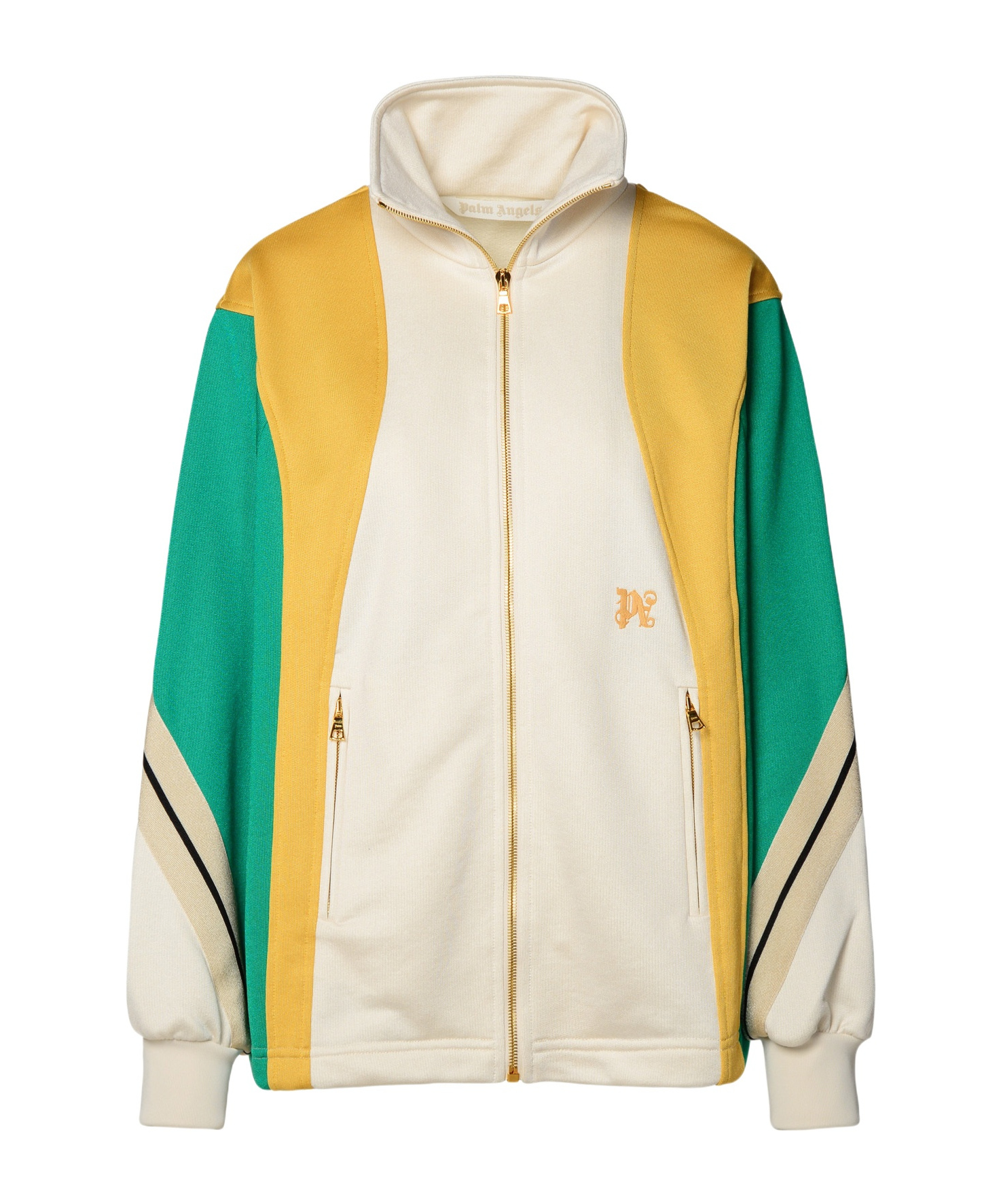 Palm Angels Monogram Colorblock Track Jacket In White