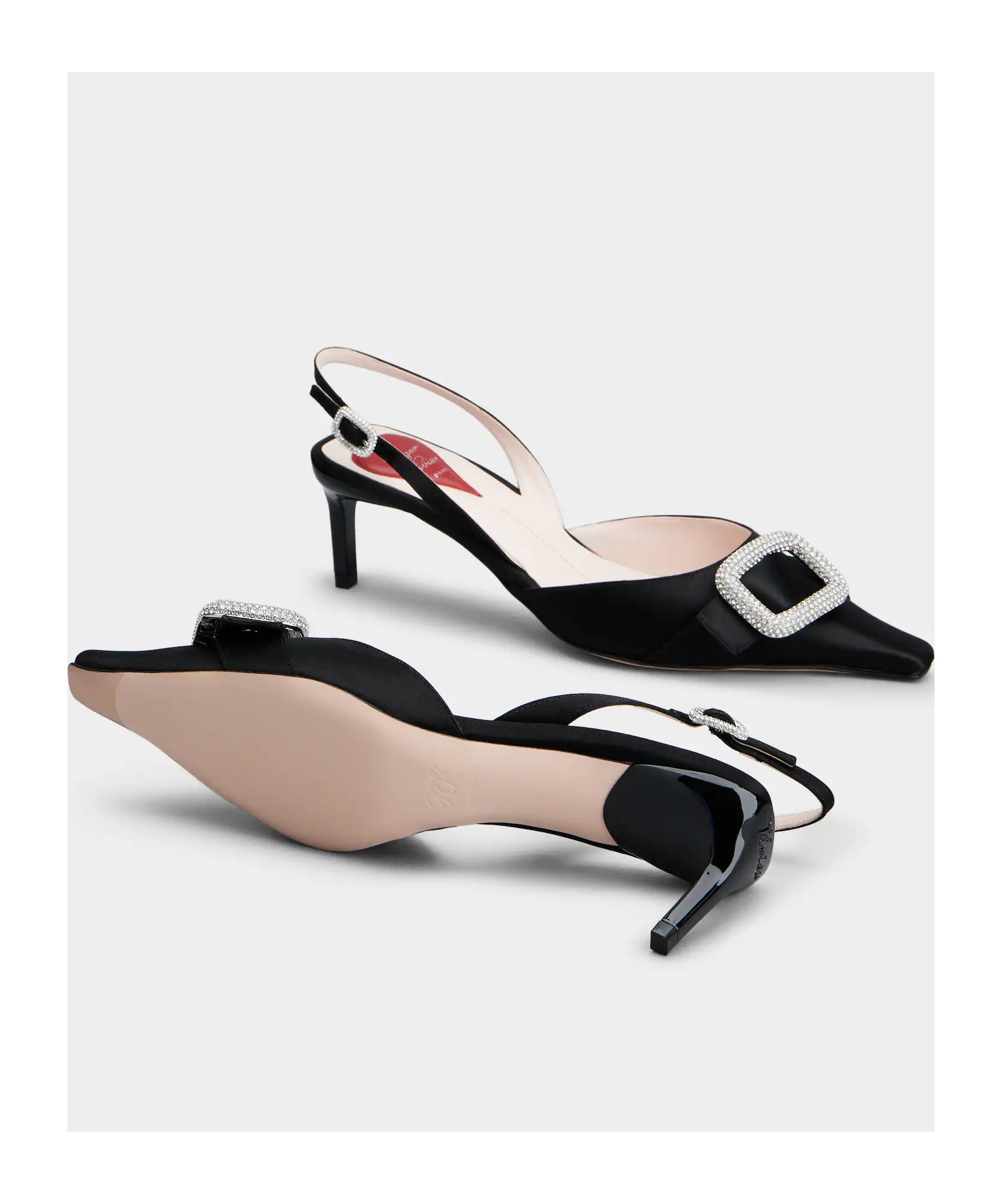 Roger Vivier 55mm Dorsay Satin Slingback Pumps In Black