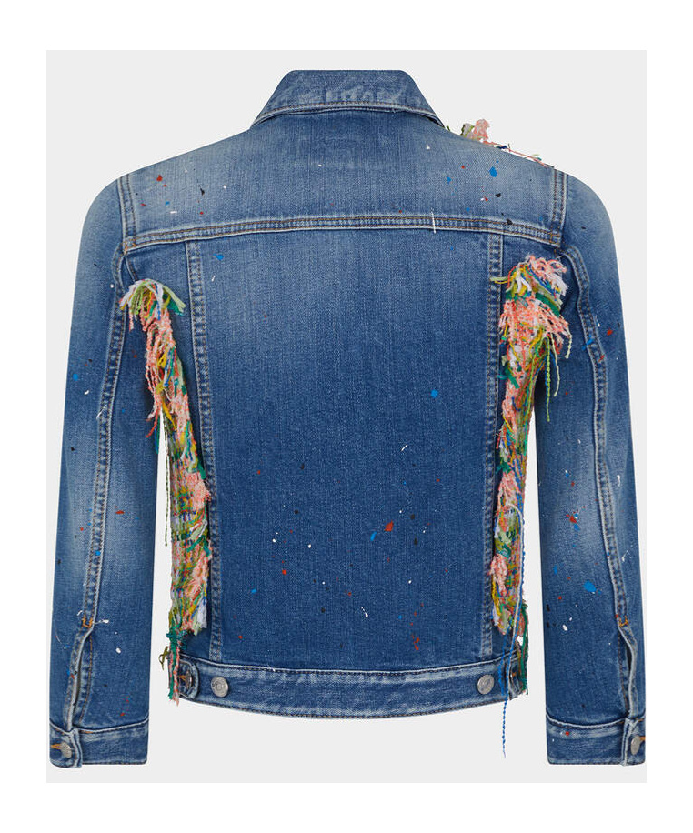 Dsquared2 Paint-splatter Panelled Denim Jacket In Multicolor