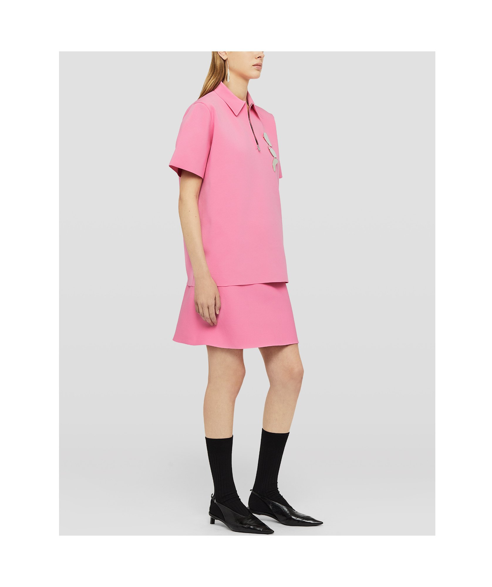 Jil Sander Zipped Polo Shirt In Pink