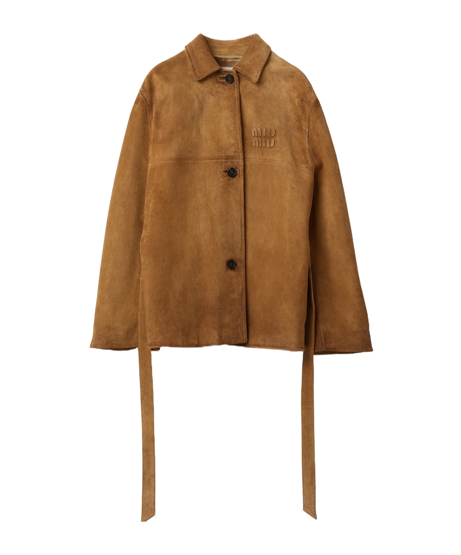 Miu Miu Leather Jacket In Brown