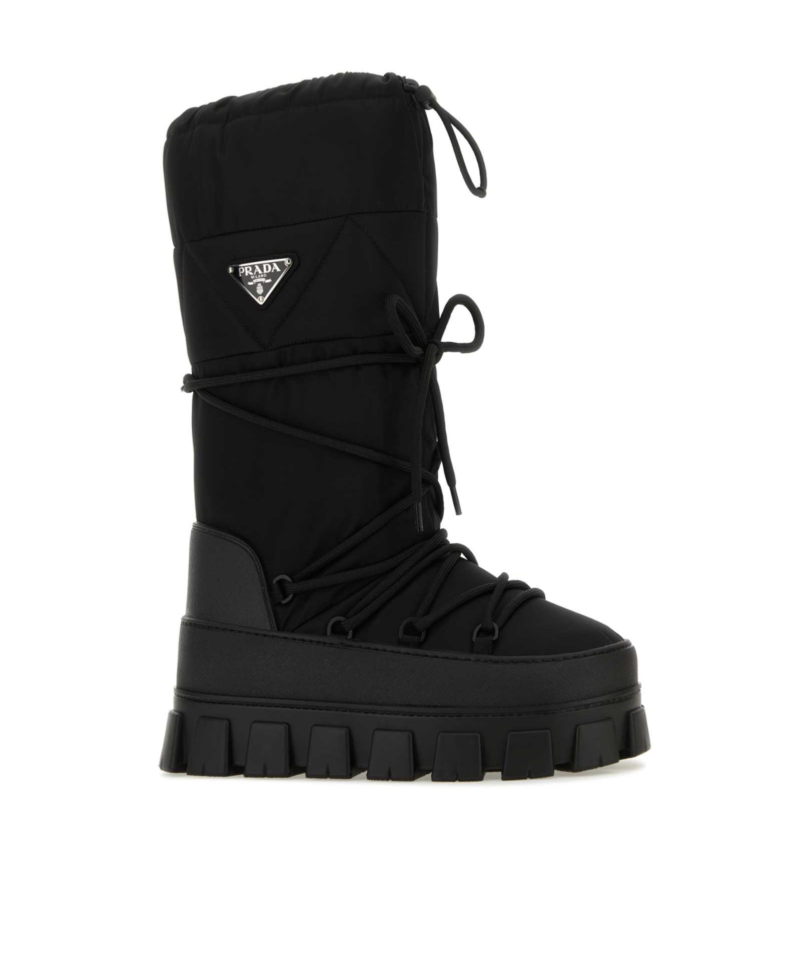 Prada Recycled Nylon Moon Boots In Black
