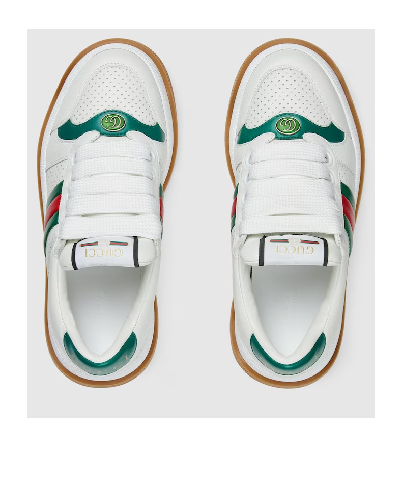 GUCCI SCREENER LACE-UP LEATHER SNEAKERS