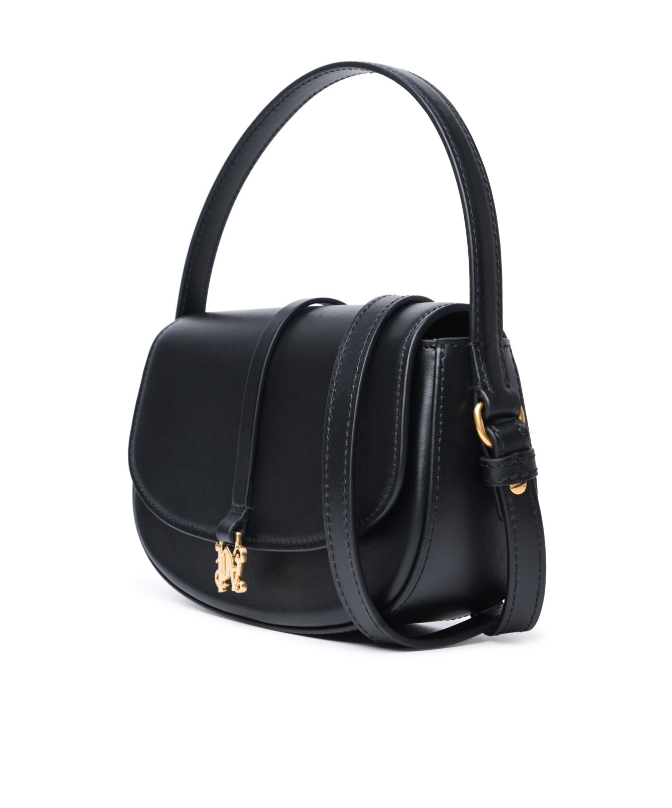 Palm Angels Monogram Plaque Shoulder Bag In Black