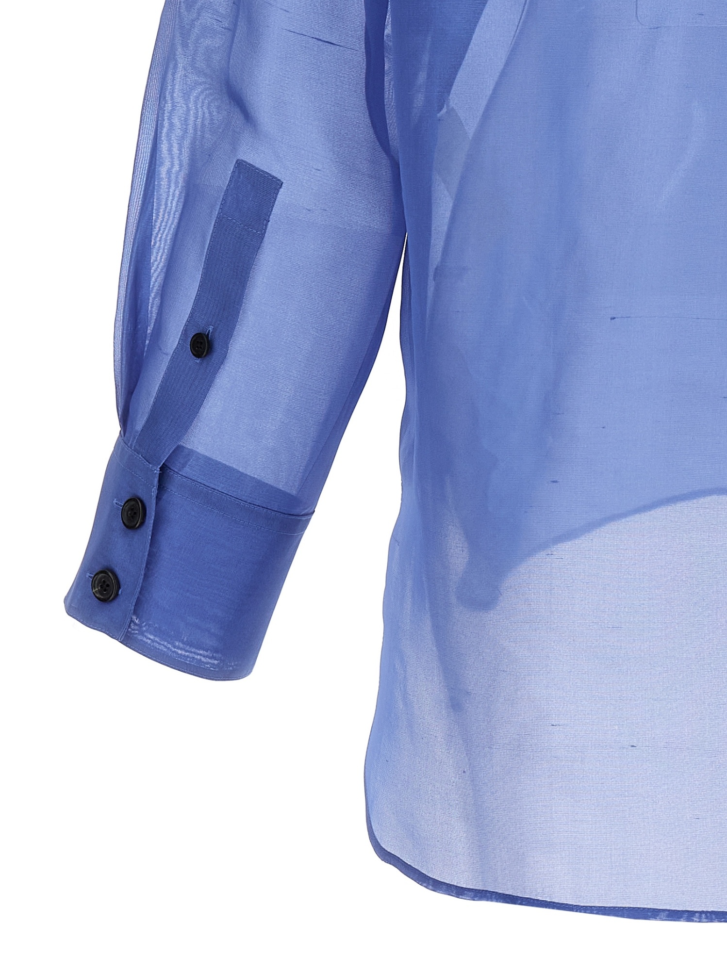 Shop Khaite Lapel Long-sleeved Shirt In Blue