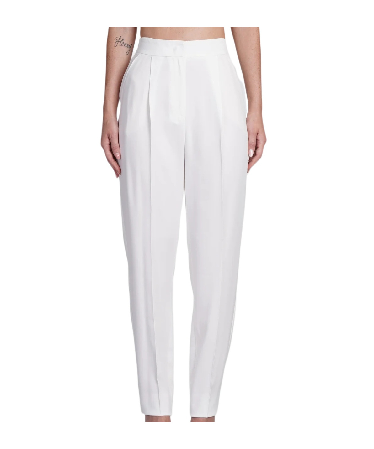 Shop Emporio Armani Darted Straight-leg Trousers In White