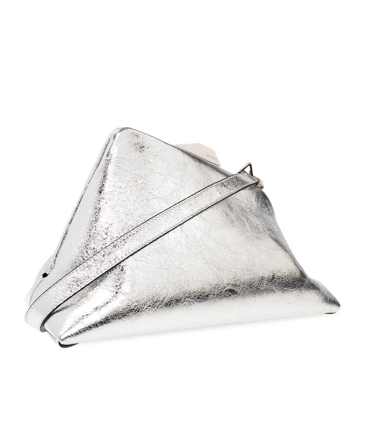 Attico Day Off Metallic Leather Clutch Bag In White