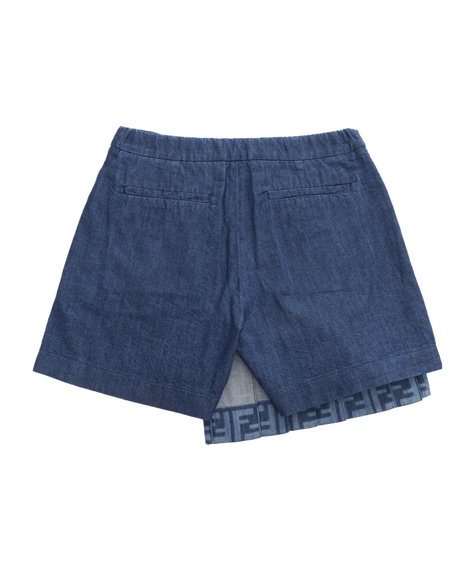Fendi Ff-motif Denim Shorts In Blue