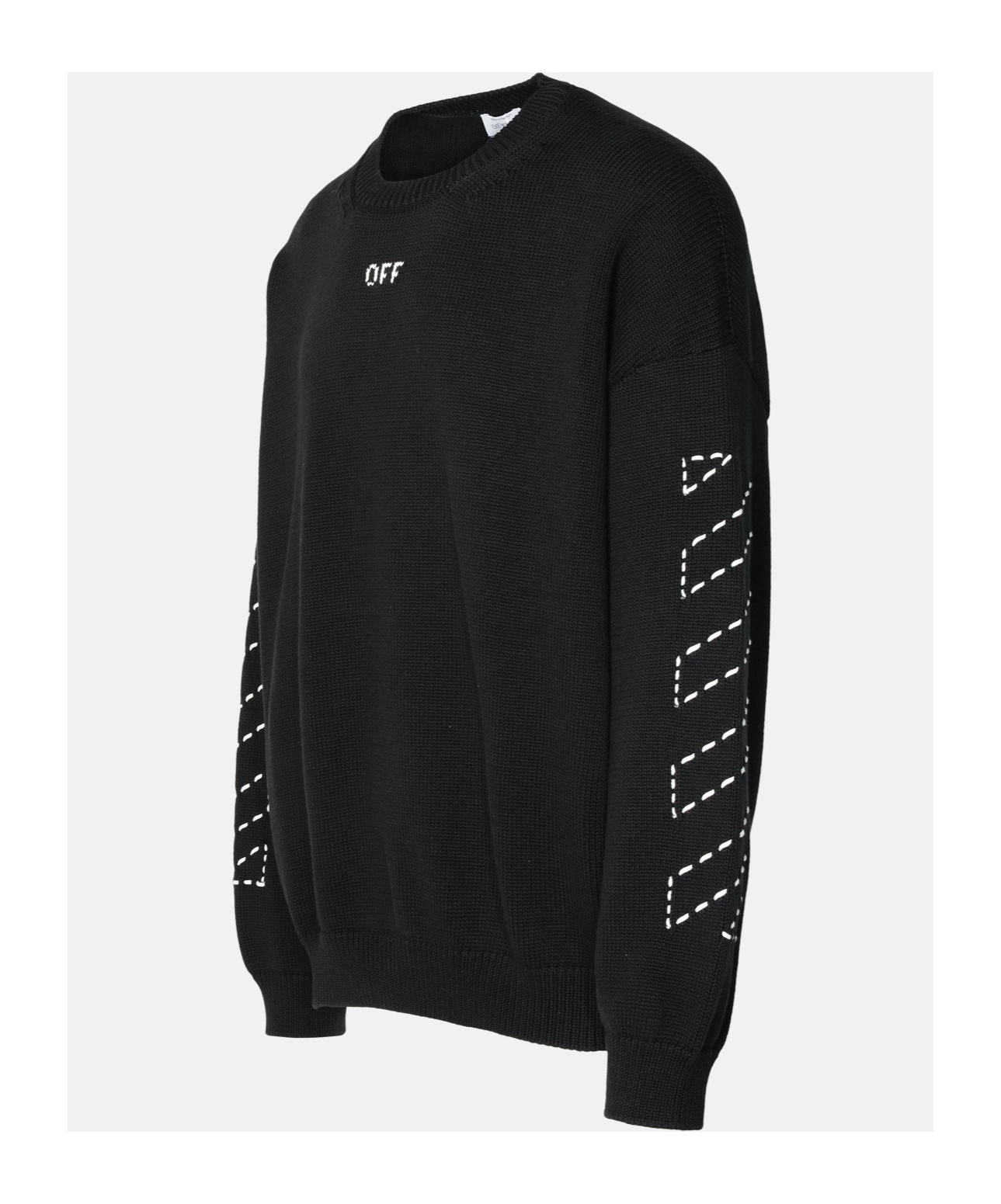 Off-white Regular Fit Jersey With Distinctive Logo And Textured Detailing In Black