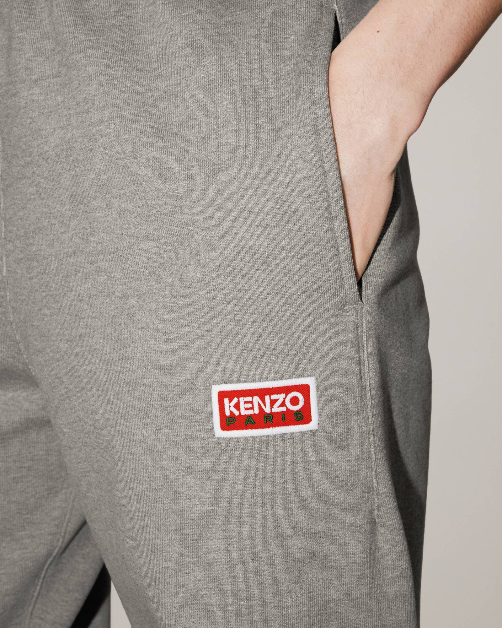 Kenzo Logo-patch Trousers In Gray