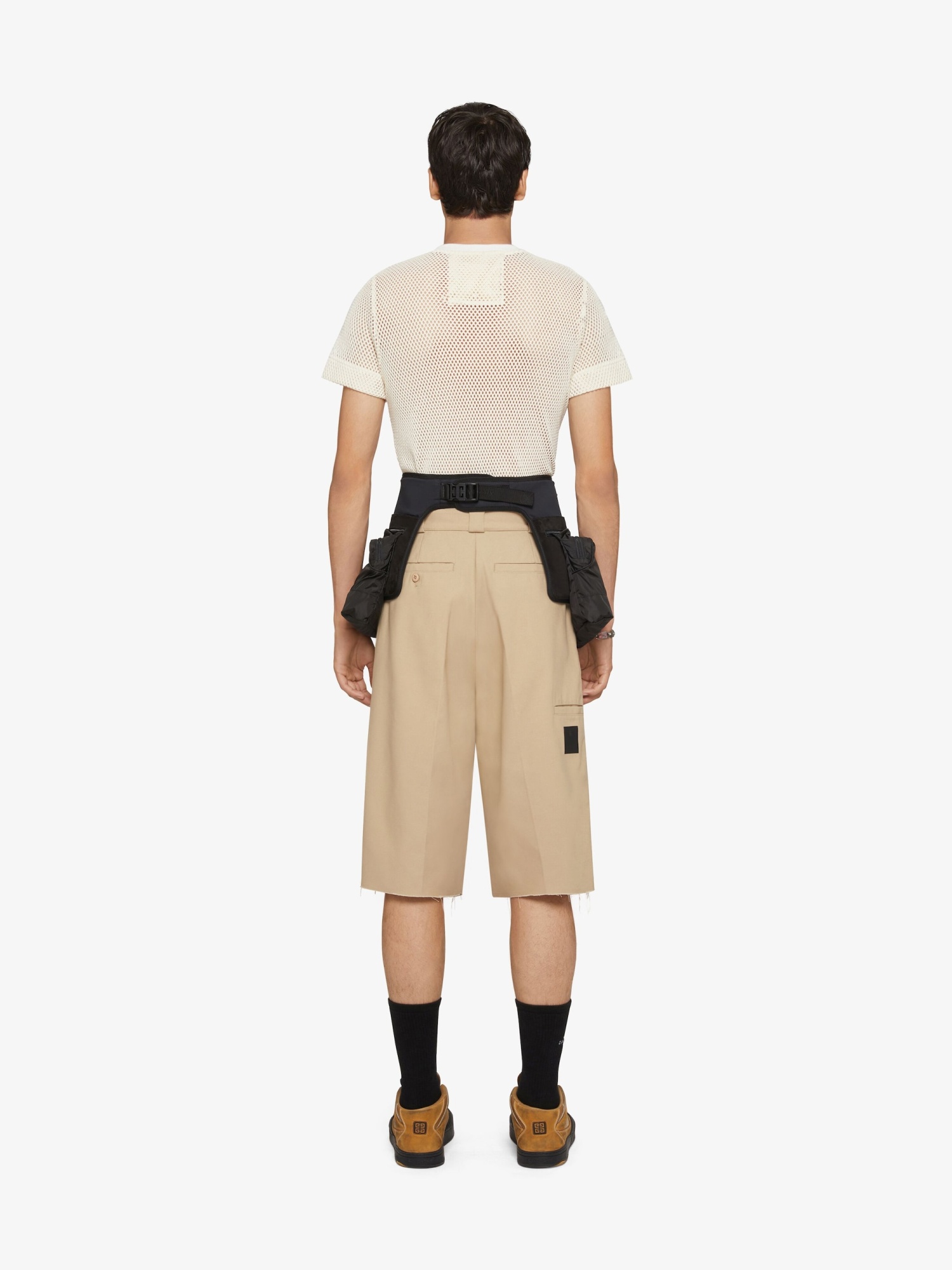 Givenchy Extra Wide Chino Bermuda Shorts In Canvas In Nude
