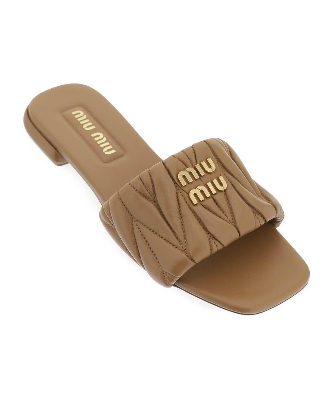 MIU MIU MATELASSÉ NAPPA LEATHER SLIDES