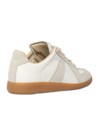 Maison Margiela Women Replica Low-top Leather Sneakers With Suede Inserts In White