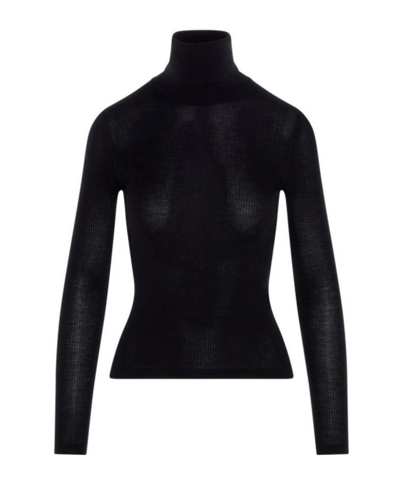 Saint Laurent Fitted Rollneck Jumper In Black