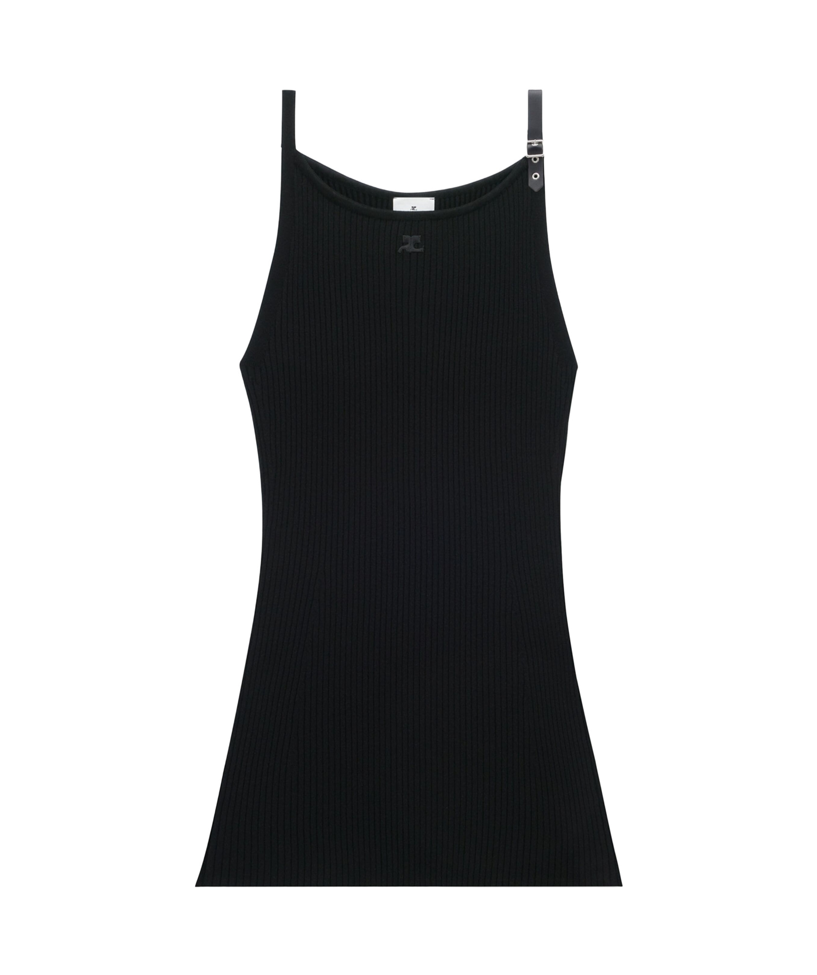Courrèges Neckline Rib Knit Dress Women Black In Viscose In Black