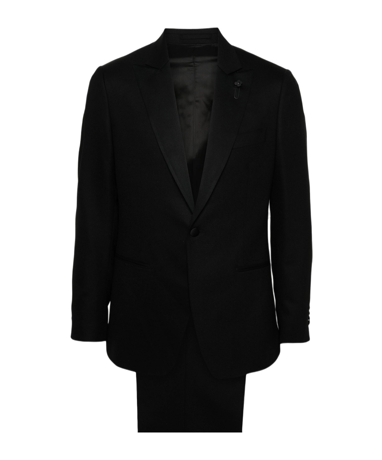 Lardini Single-breasted Crepe Suit In Black