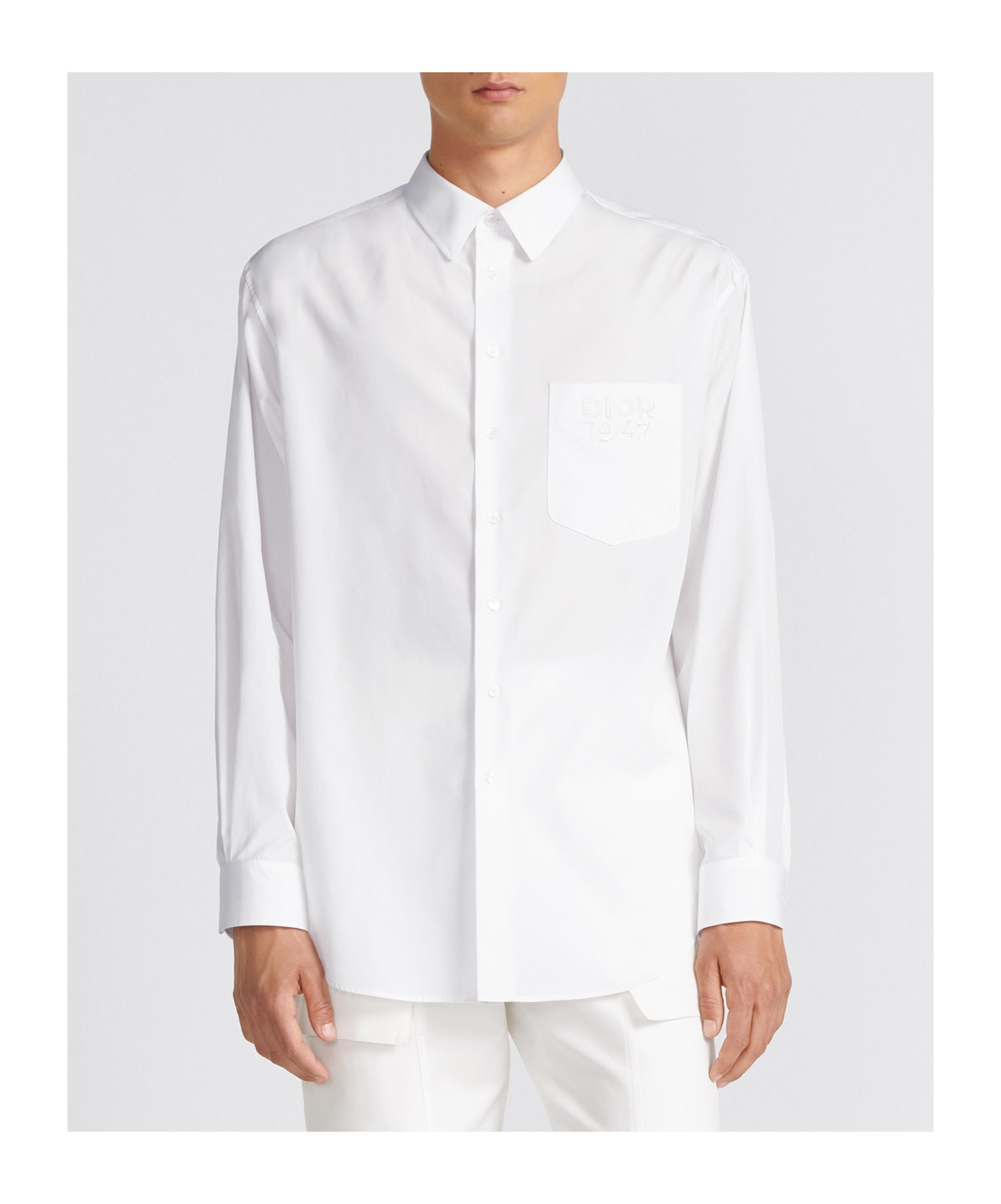 Dior Lapel Long-sleeved Shirt In White