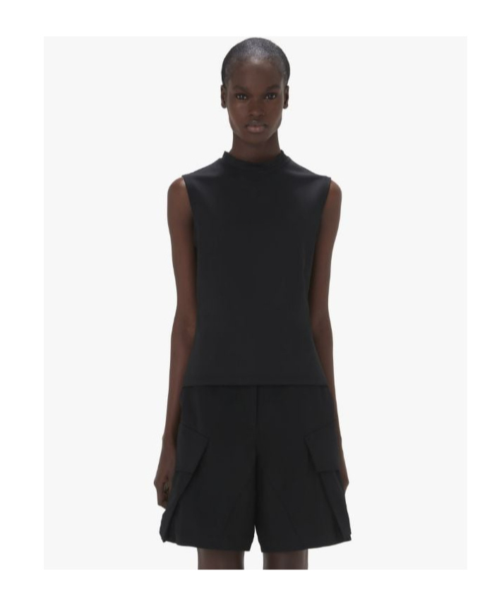 Jw Anderson Stretch Crew Neck Sleeveless Top In Black
